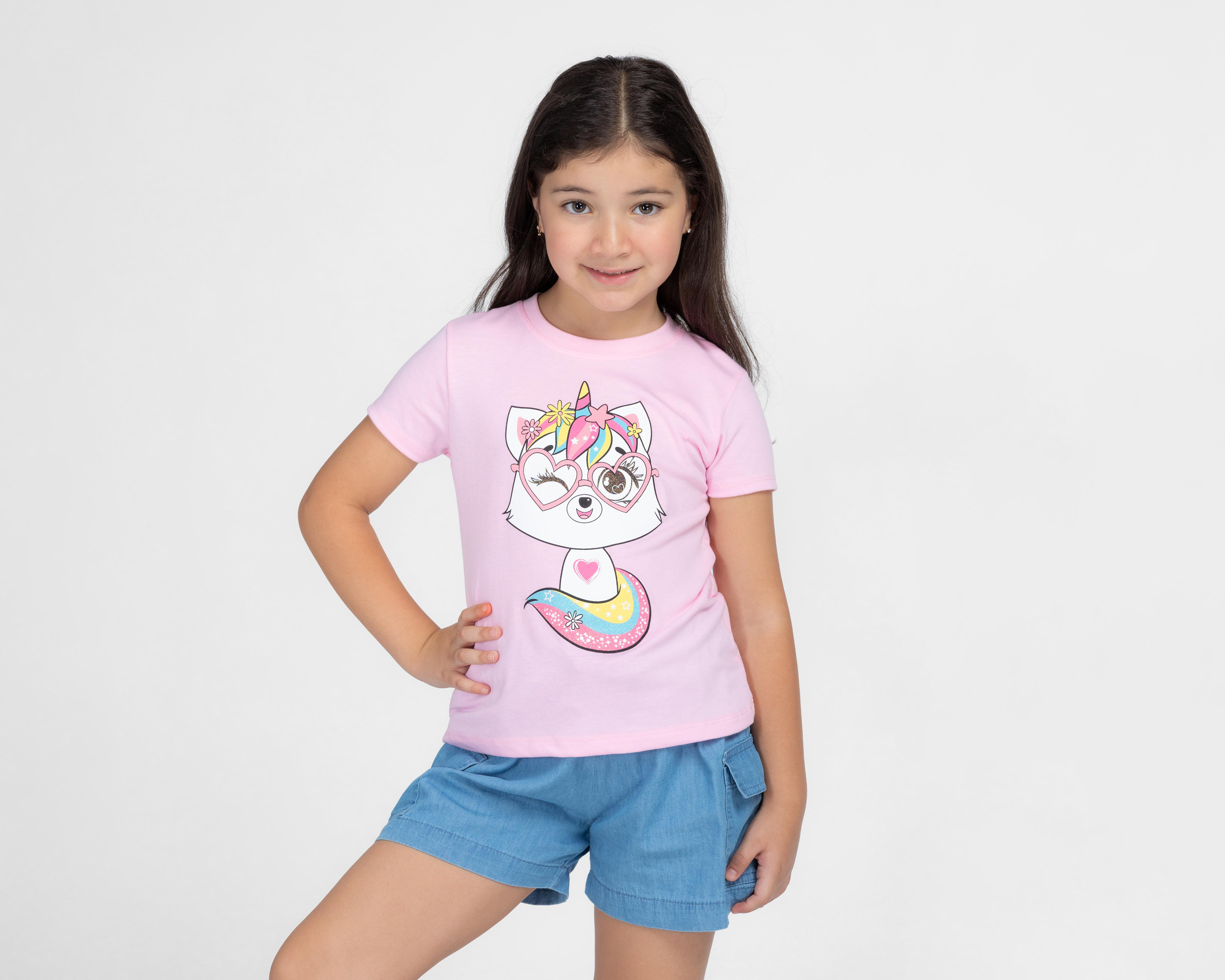 Playera Girls Attitude Manga Corta Estampada para Niña $99
