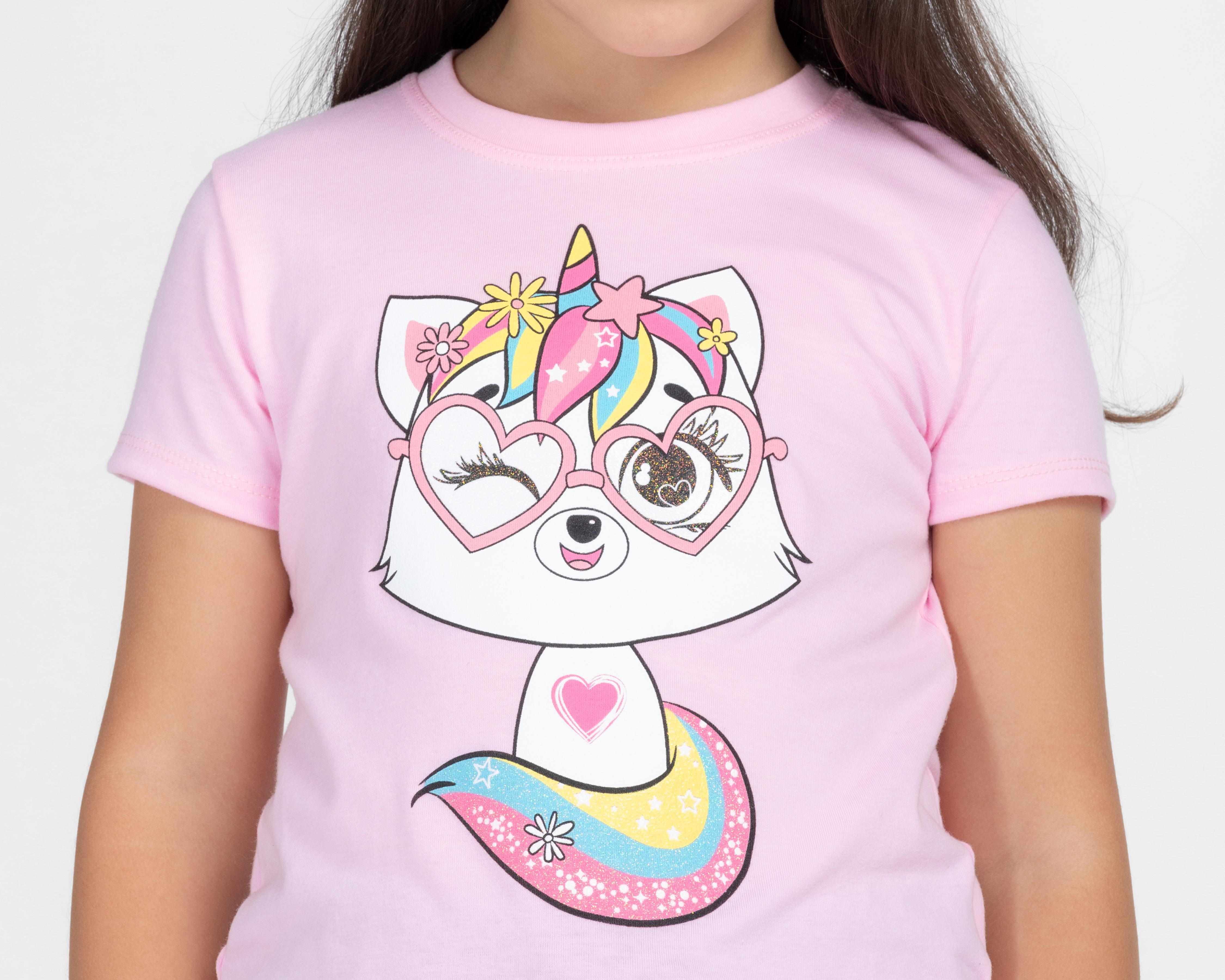 Foto 4 | Playera Girls Attitude Manga Corta Estampada para Niña