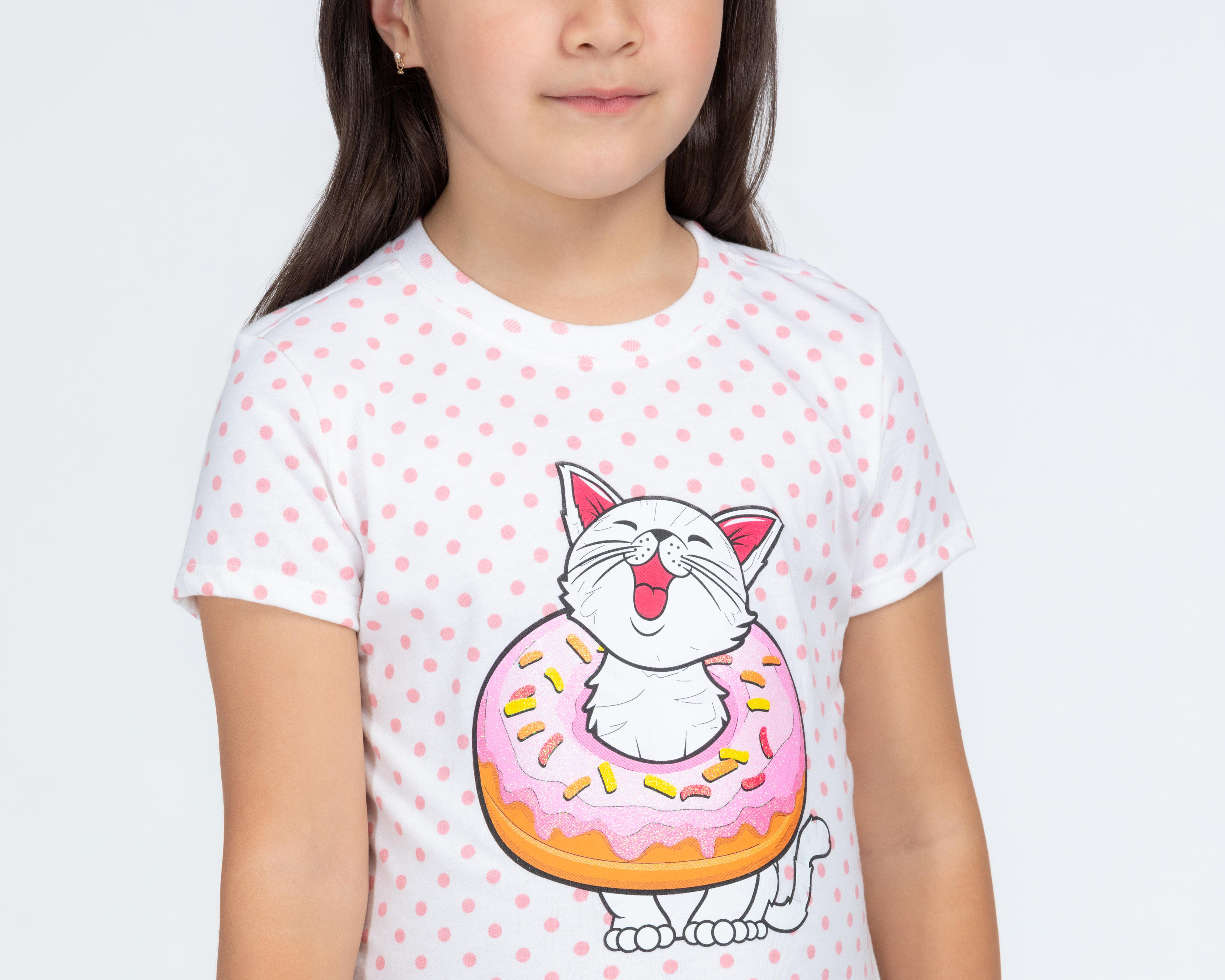 Foto 4 | Playera Girls Attitude Manga Corta Estampada para Niña