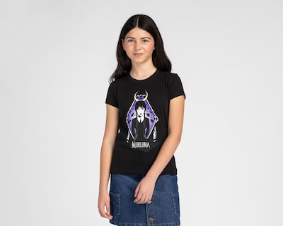 Foto 1 | Playera Merlina Manga Corta Estampada para Niña