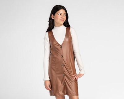 Foto 5 | Vestido Casual Refill de Pu con Playera Rib