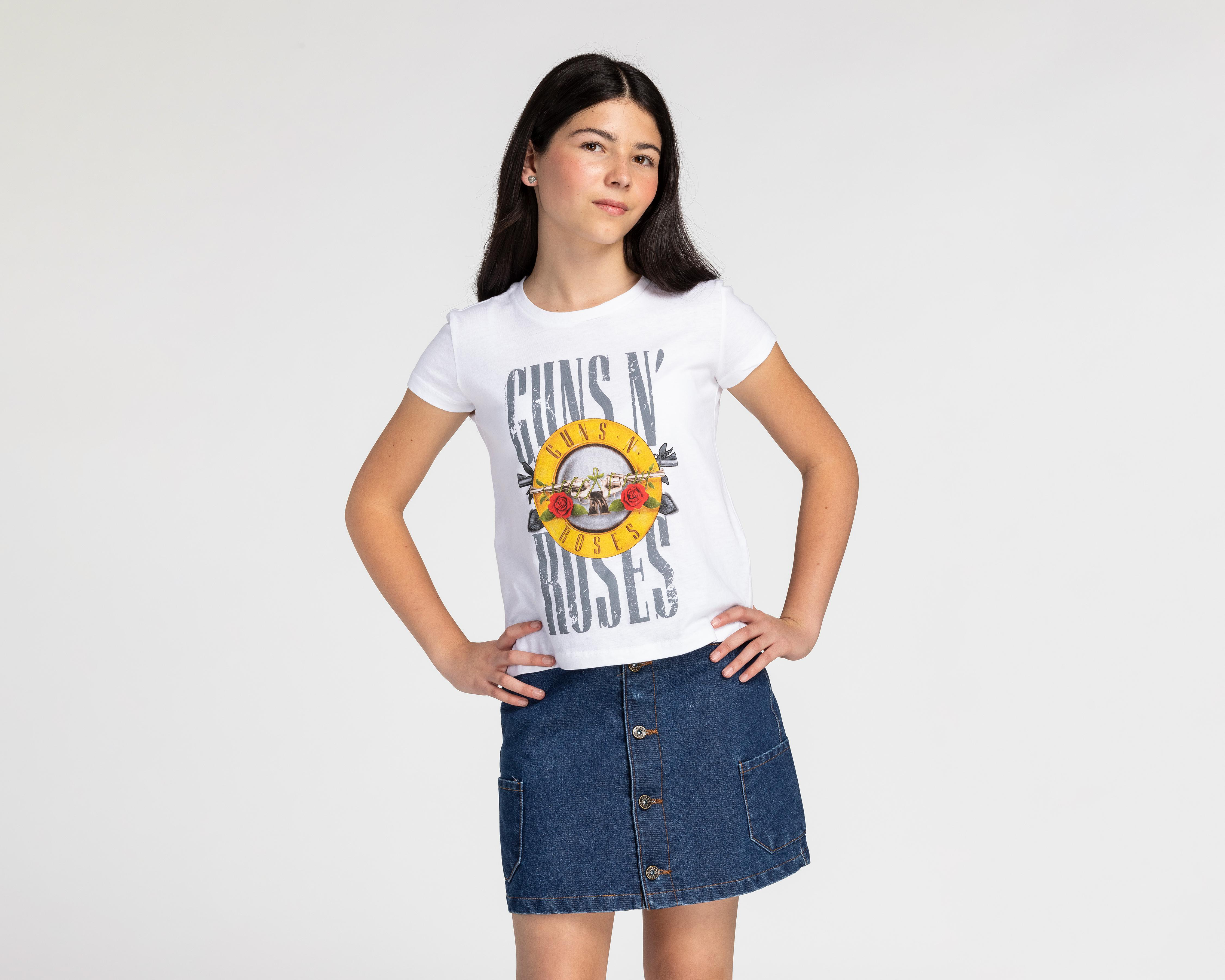 Foto 2 pulgar | Playera Guns N' Roses Manga Corta Estampada para Niña