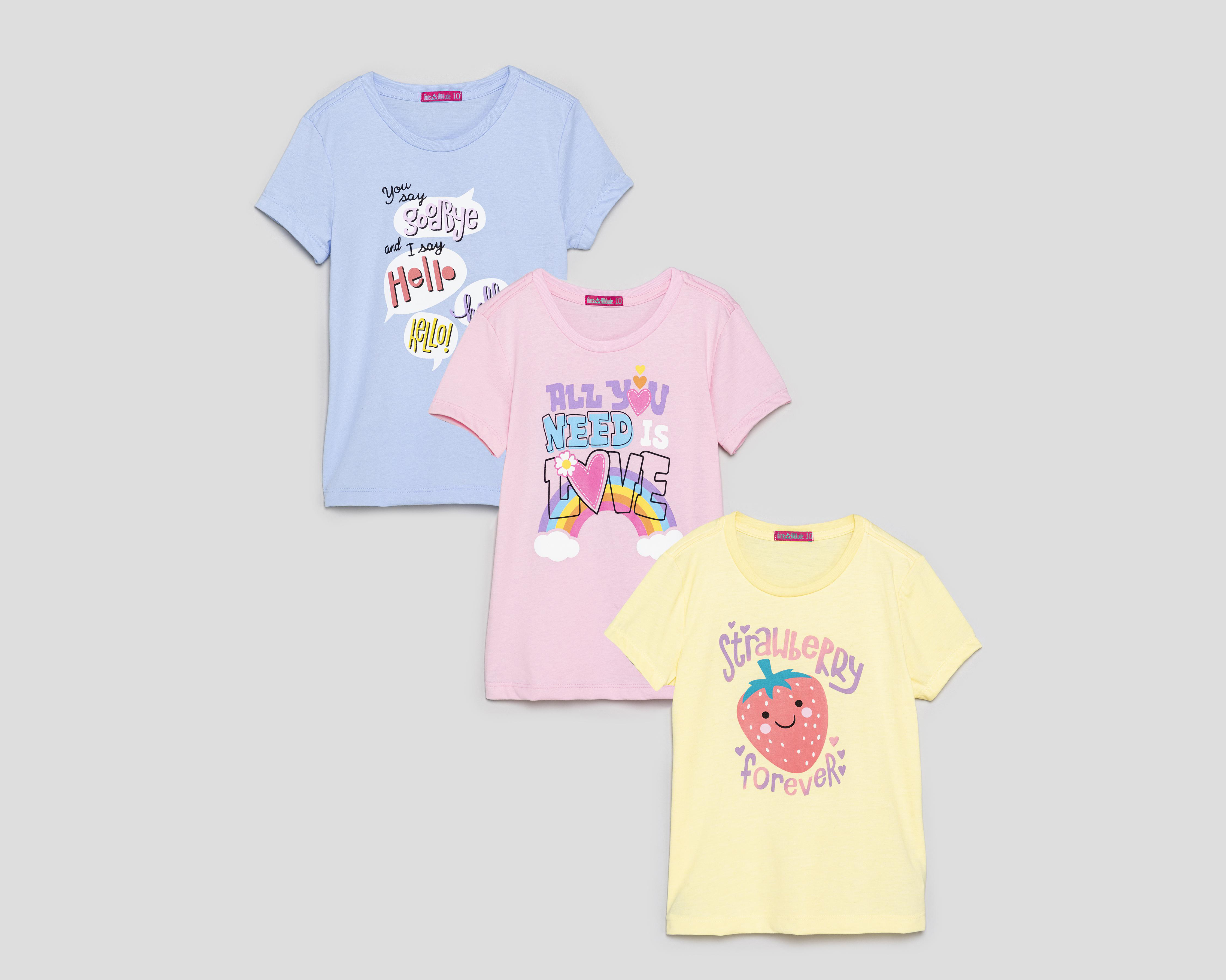 Playera Girls Attitude para Niña 3 Piezas $279