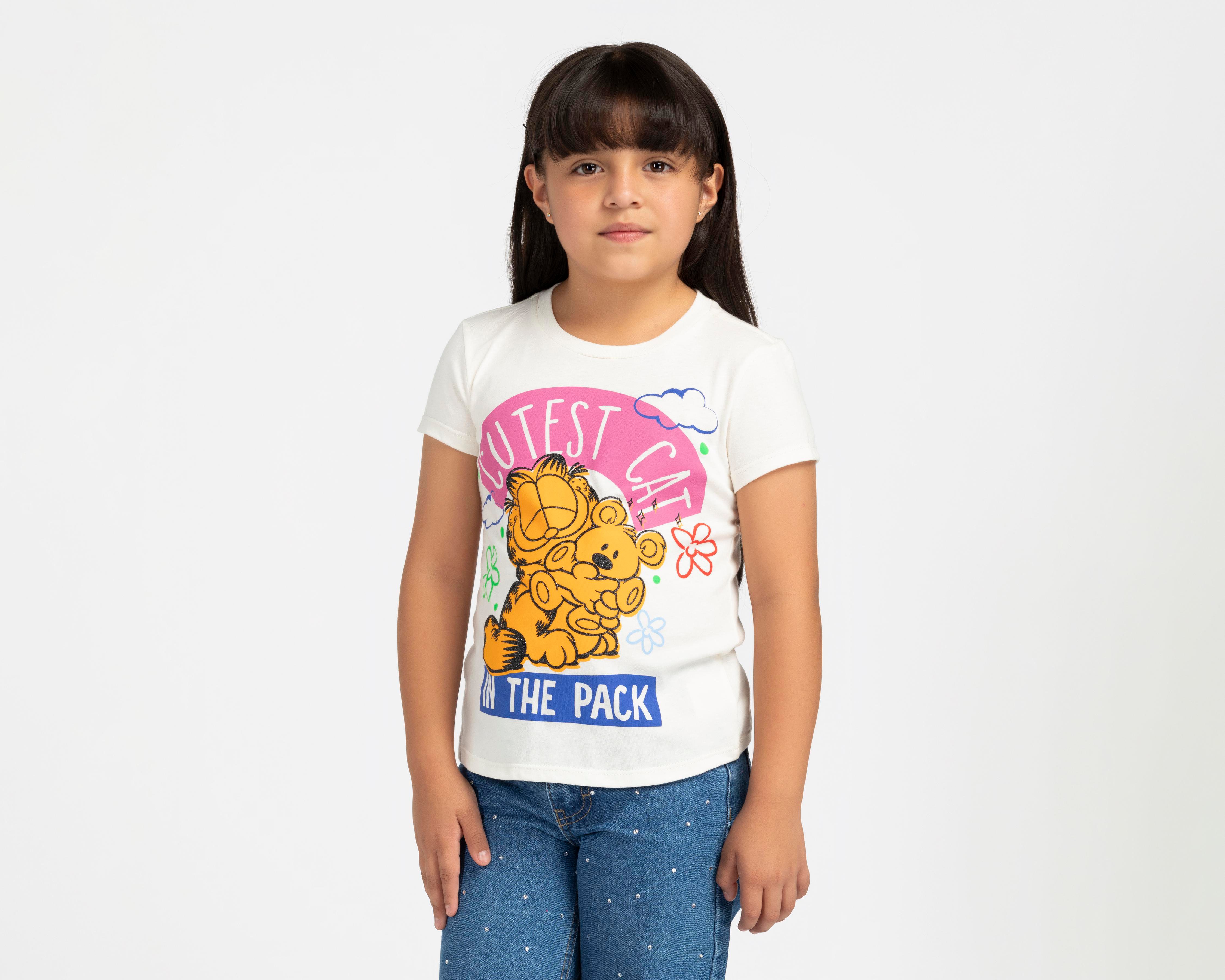Playera Garfield Manga Corta Estampada para Niña $119