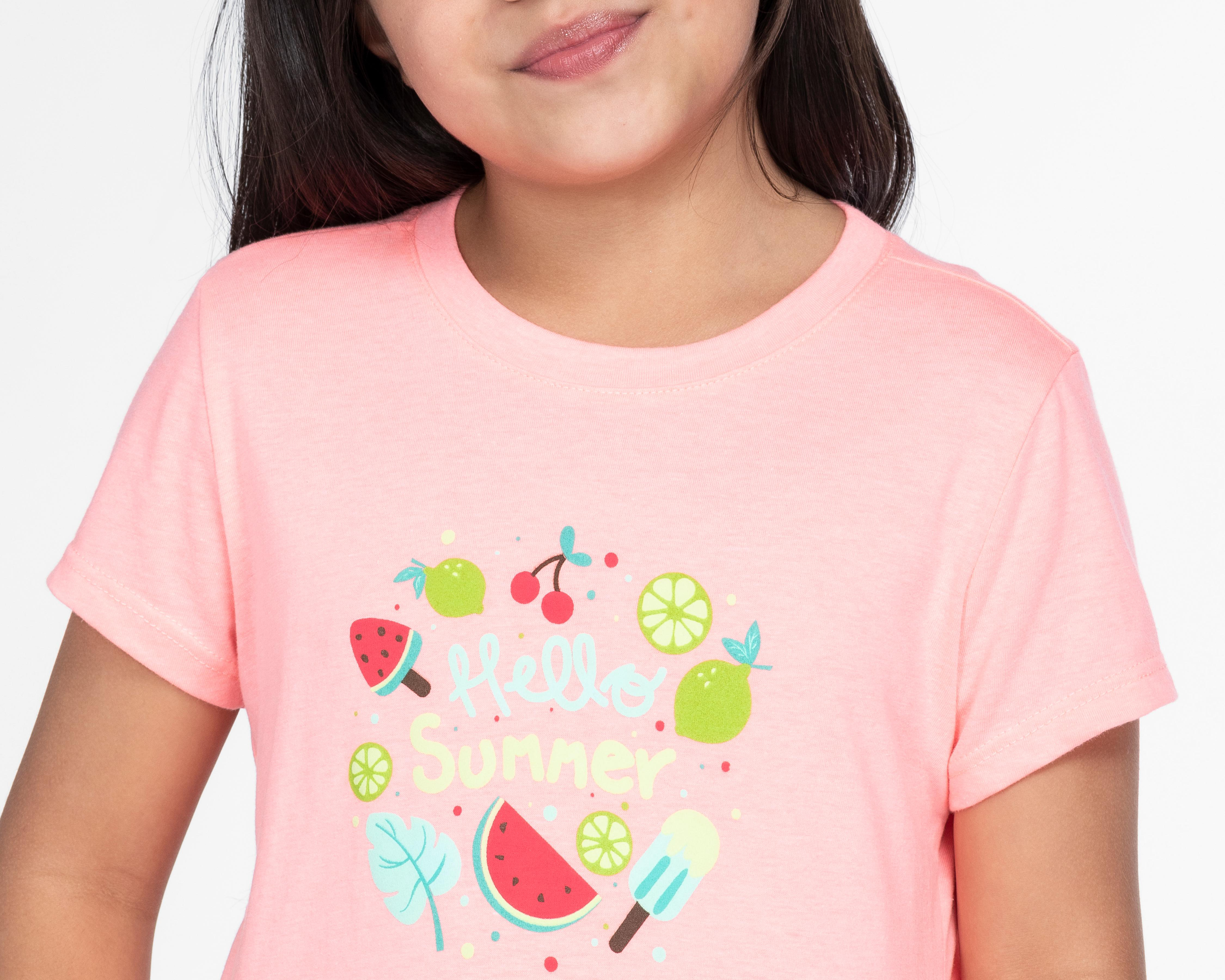 Foto 5 pulgar | Playera Girls Attitude Manga Corta Estampada para Niña