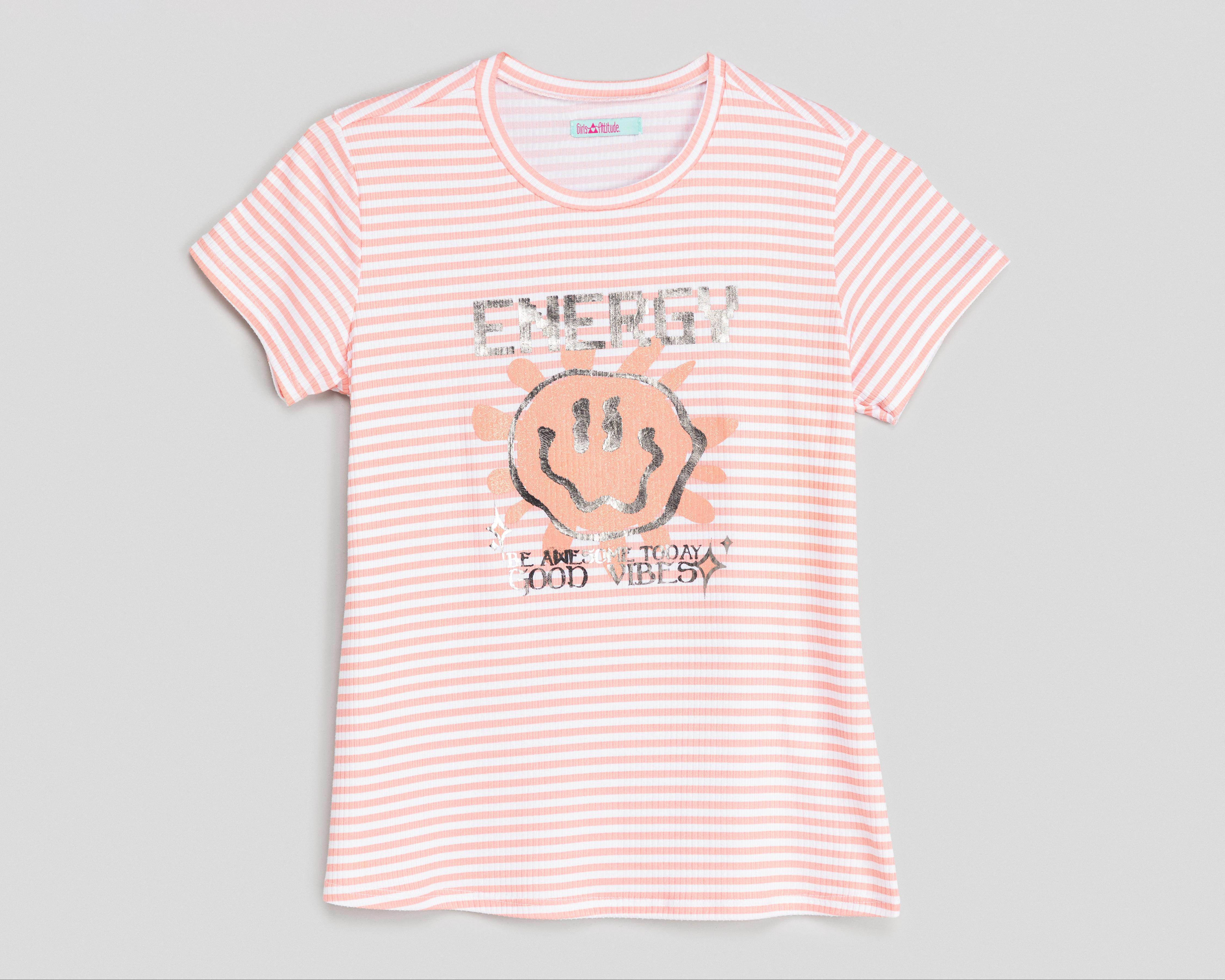 Playera Girls Attitude Manga Corta Estampada para Niña