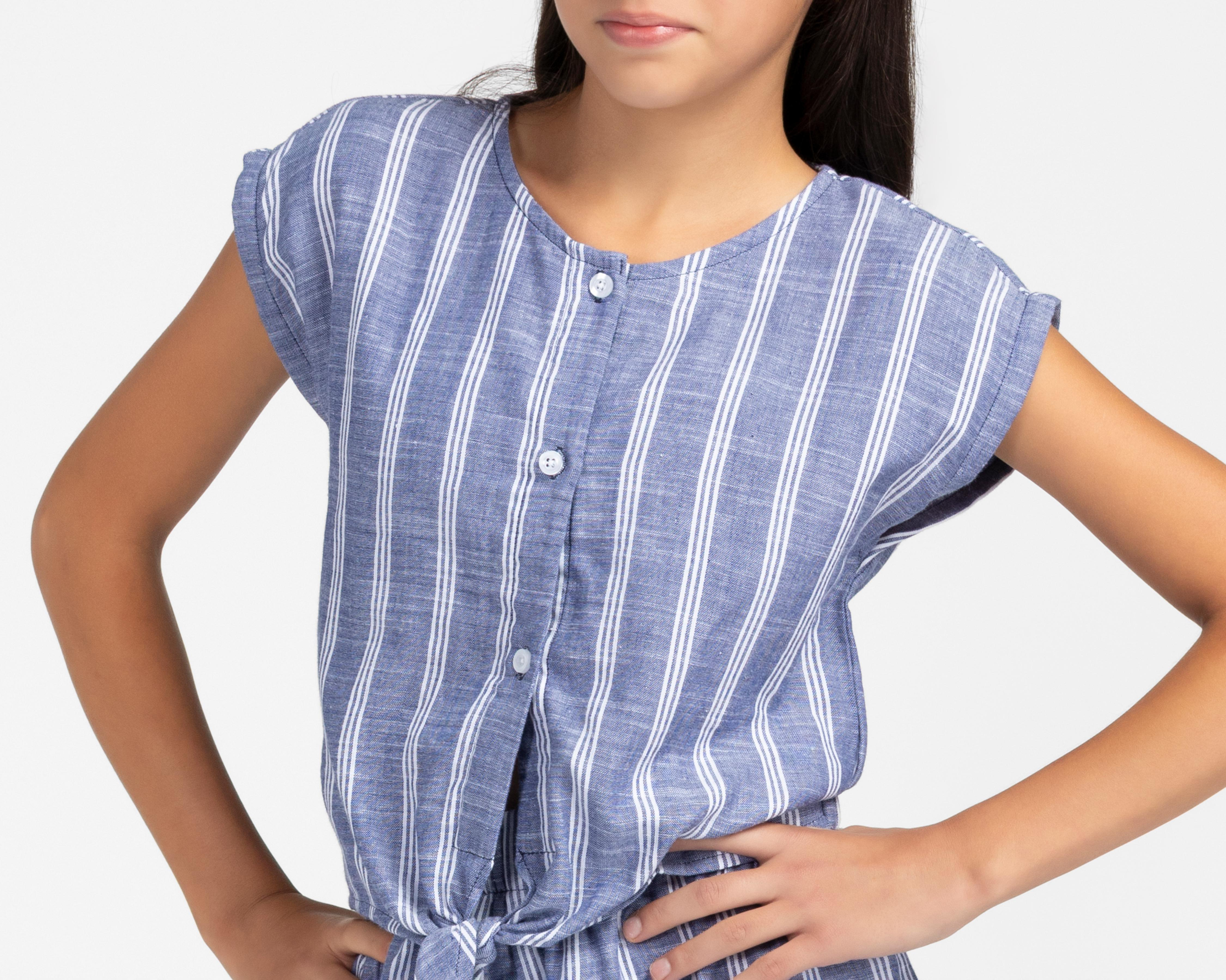 Foto 5 pulgar | Jumper Casual Refill Azul a Rayas Juvenil