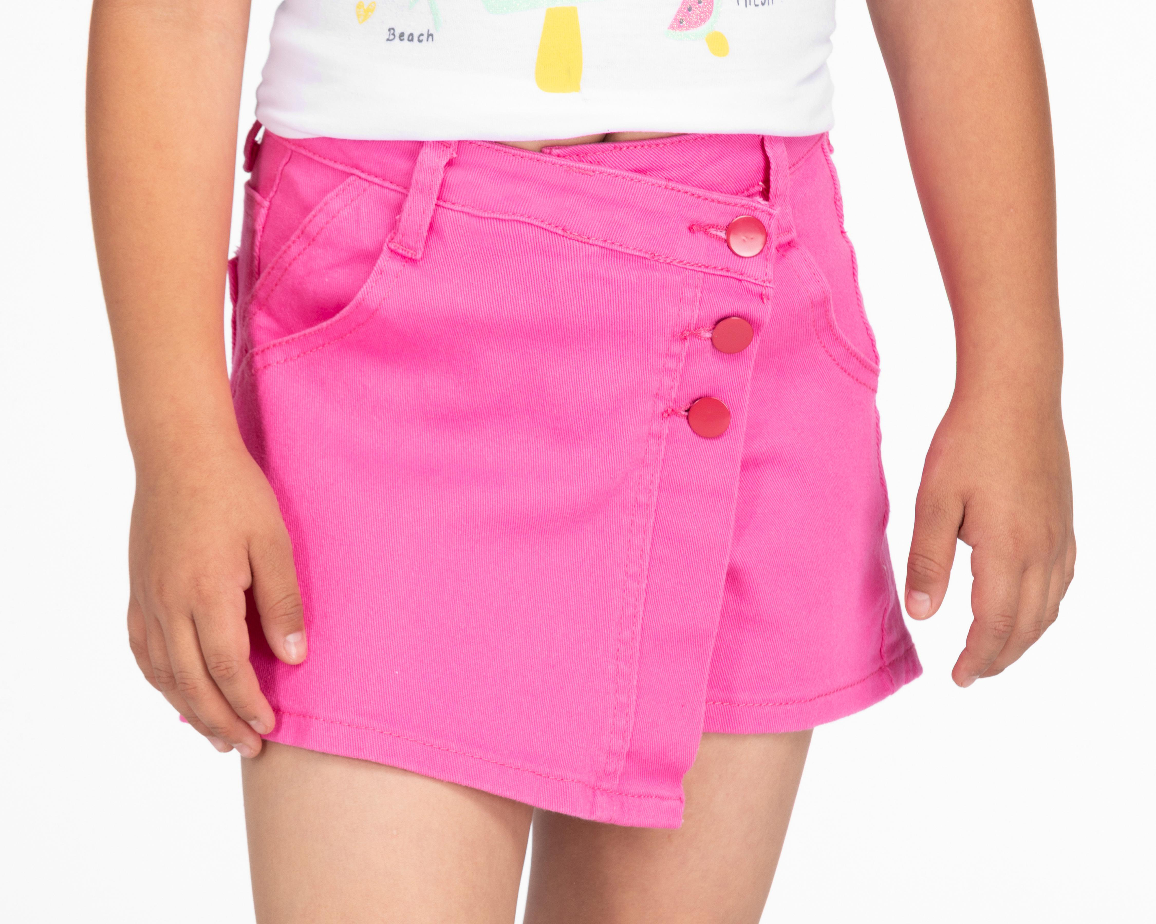 Foto 5 pulgar | Short Falda Girls Attitude con Botones para Niña
