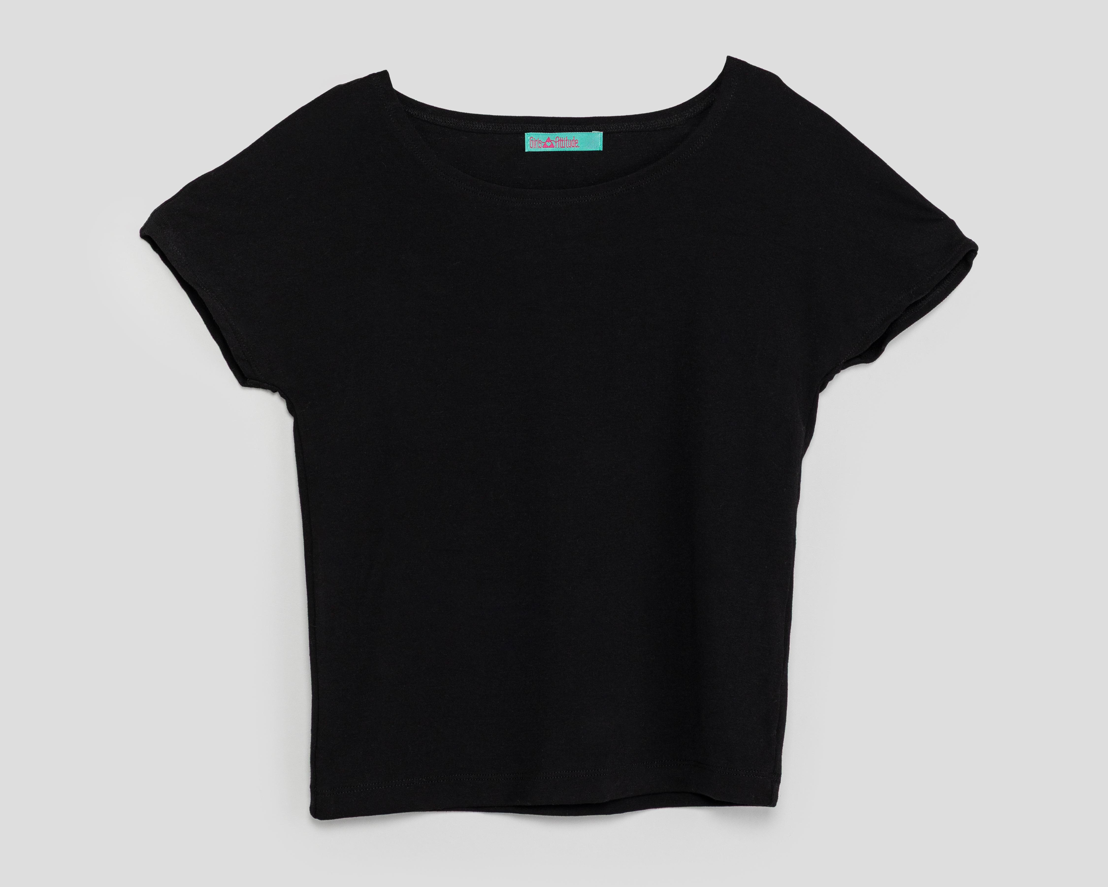 Playera de Cuello Redondo Negra Girls Attitude para Niña