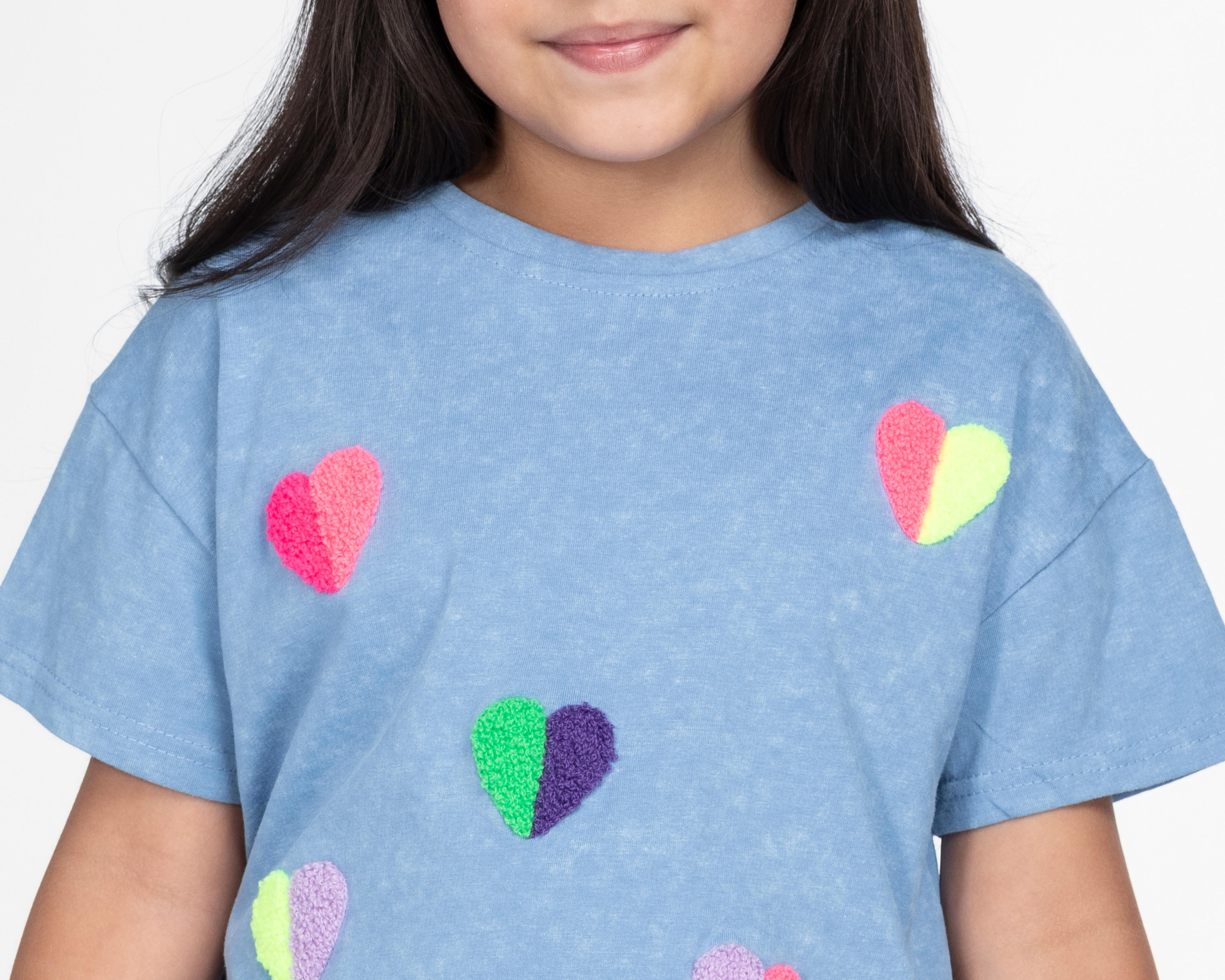 Foto 5 pulgar | Playera de Cuello Redondo Azul Girls Attitude para Niña