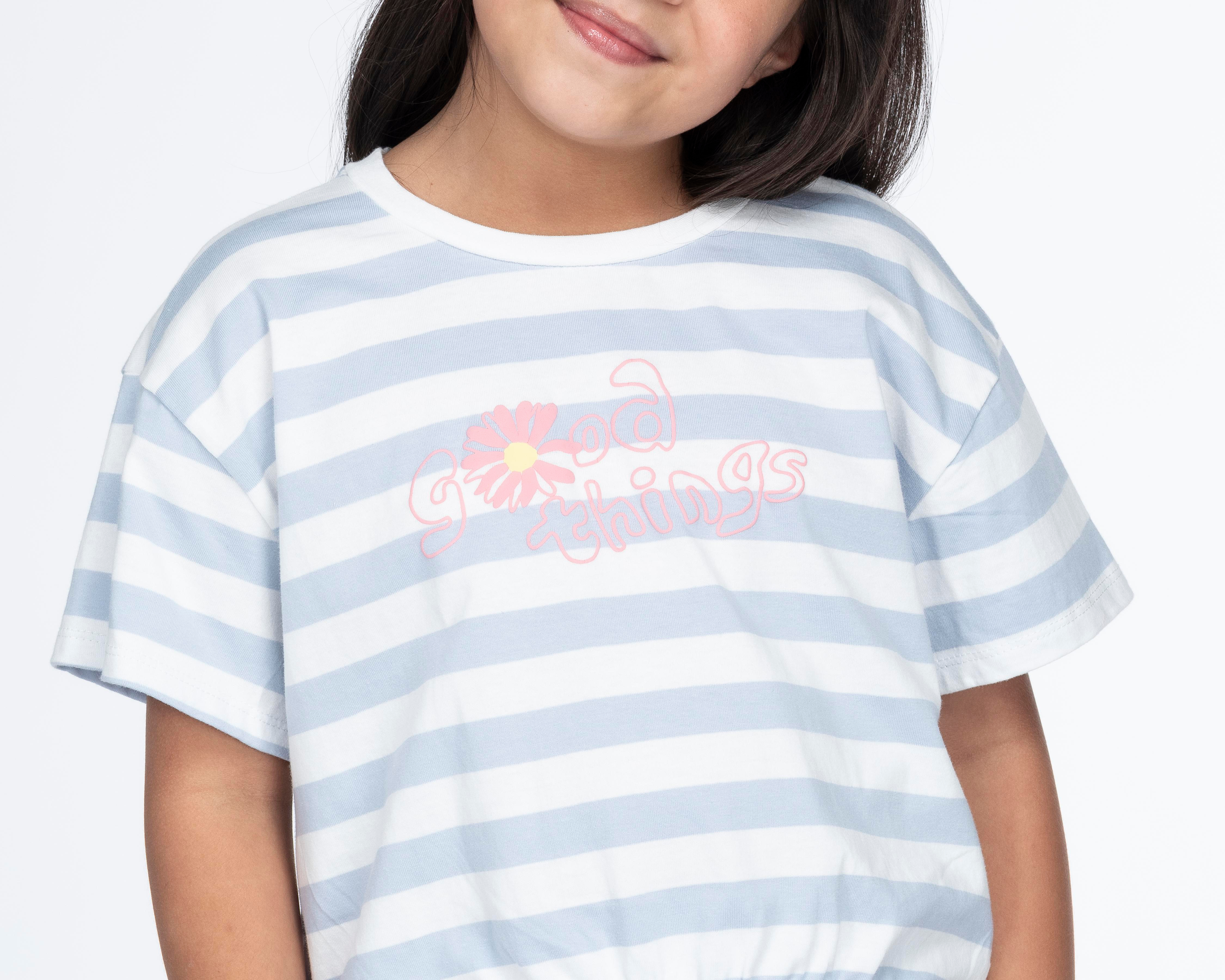Foto 5 pulgar | Playera Refill Manga Corta a Rayas para Niña
