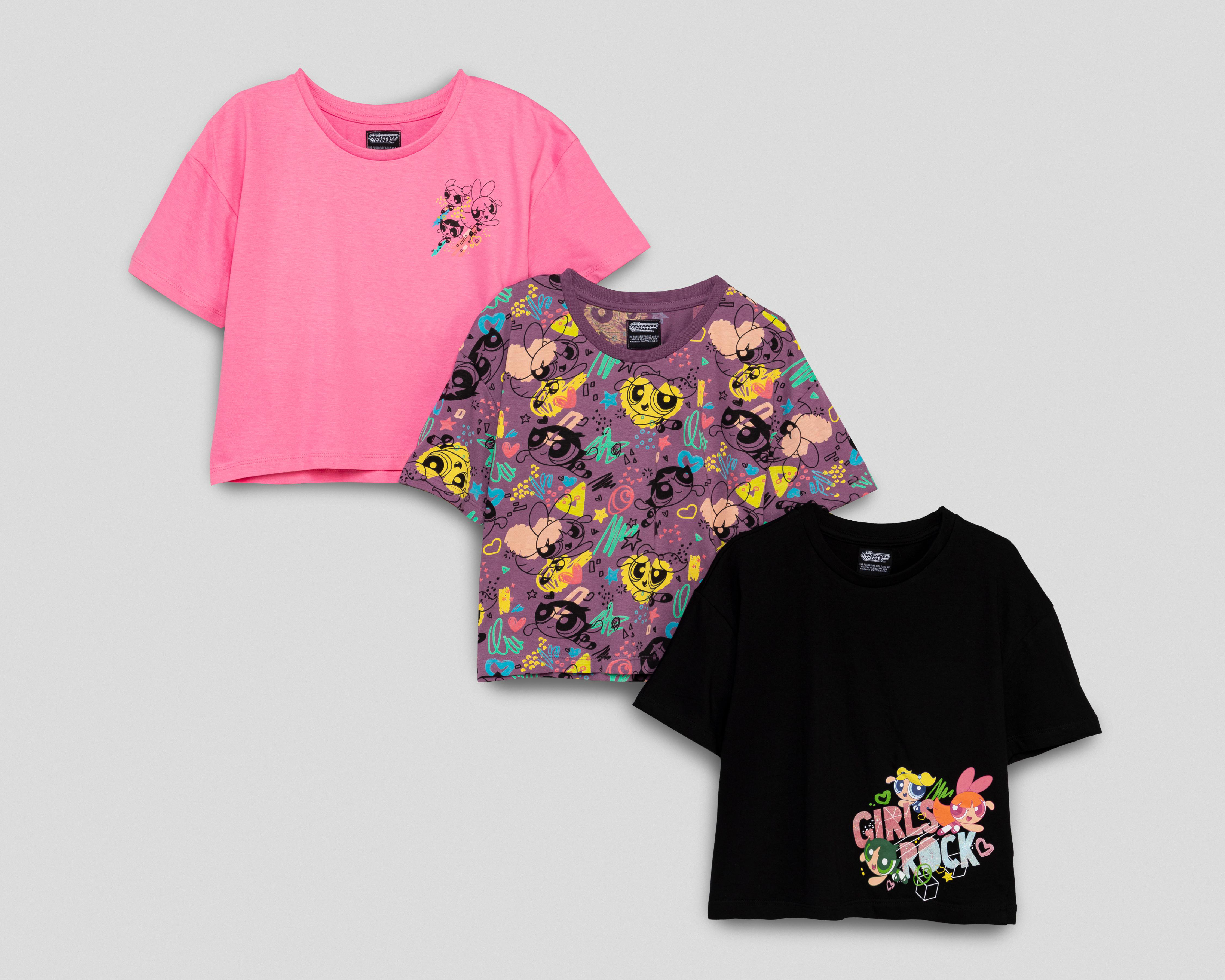 Foto 2 pulgar | Playera Las Chicas Superpoderosas para Niña 3 Piezas