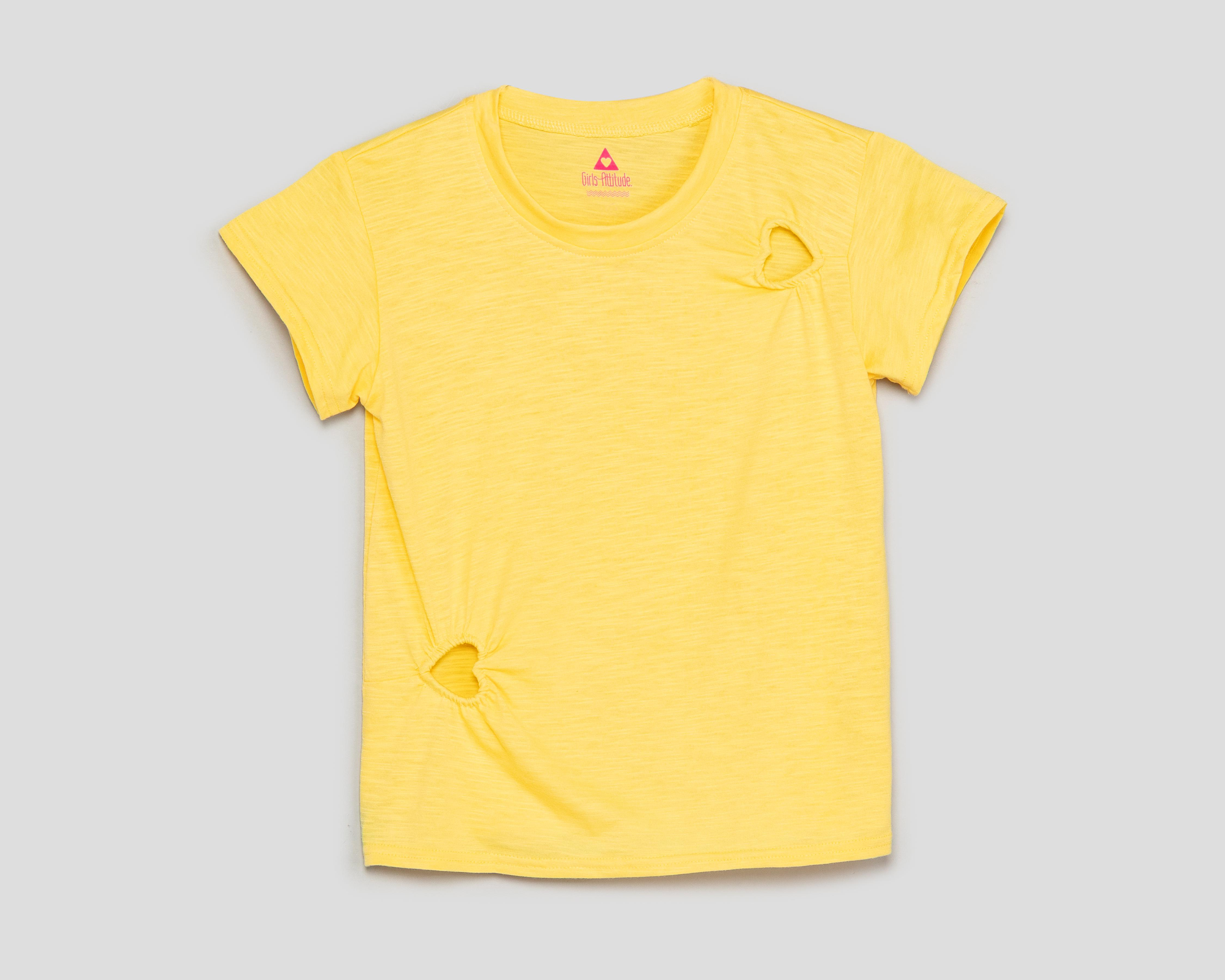 Foto 1 | Playera de Cuello Redondo Amarilla Girls Attitude para Niña