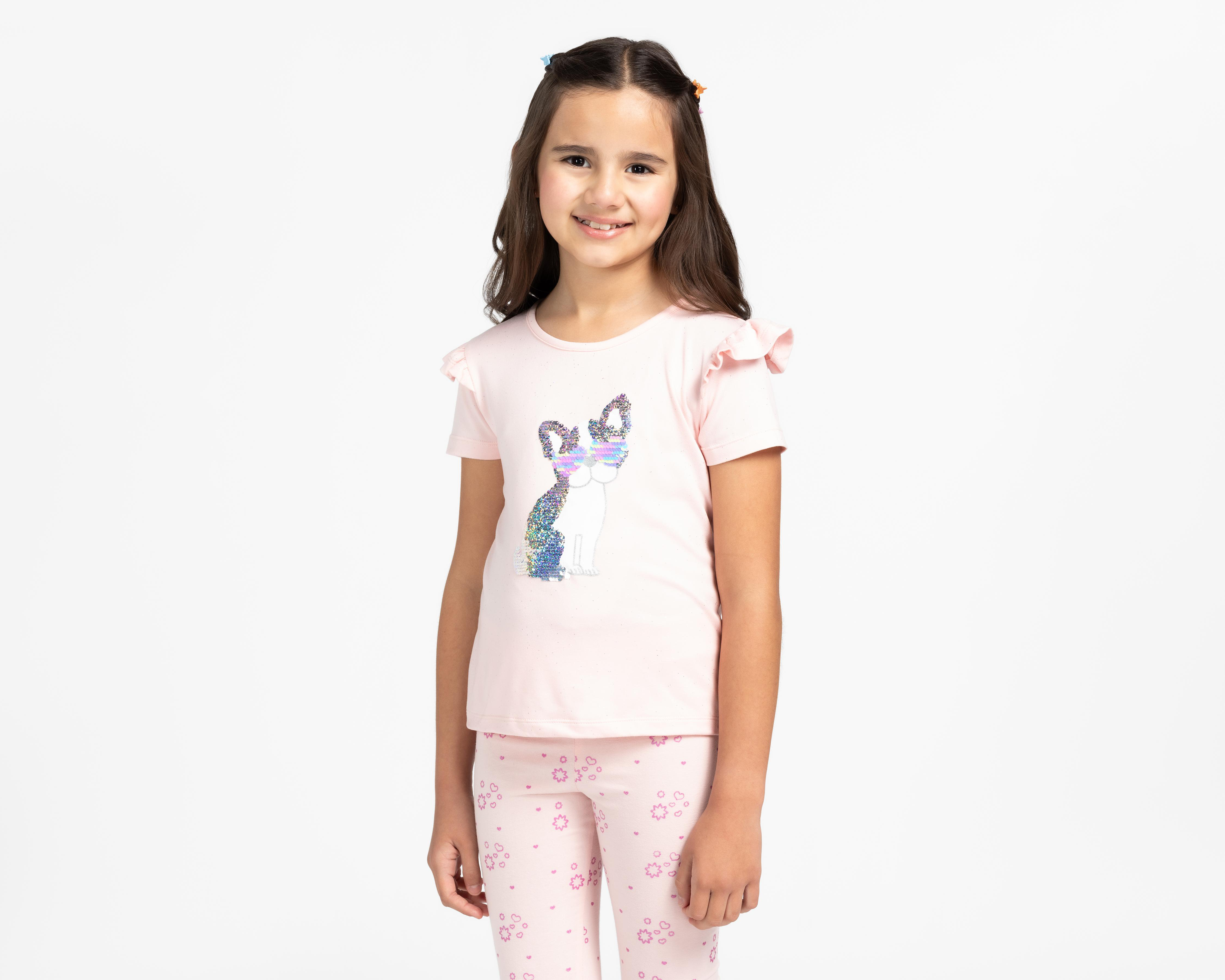 Playera Girls Attitude Manga Corta Print Perrito para Niña