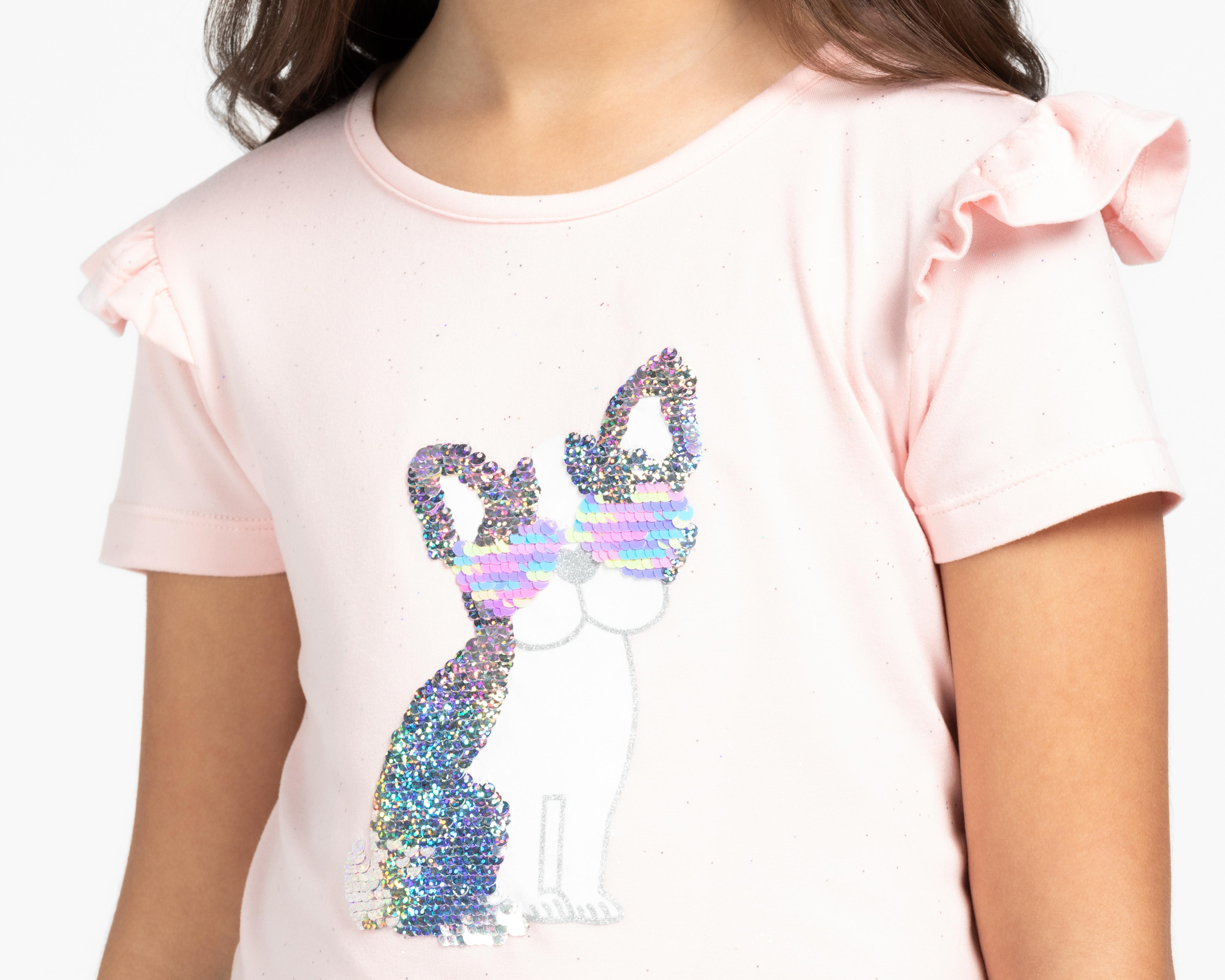 Foto 4 | Playera Girls Attitude Manga Corta Print Perrito para Niña