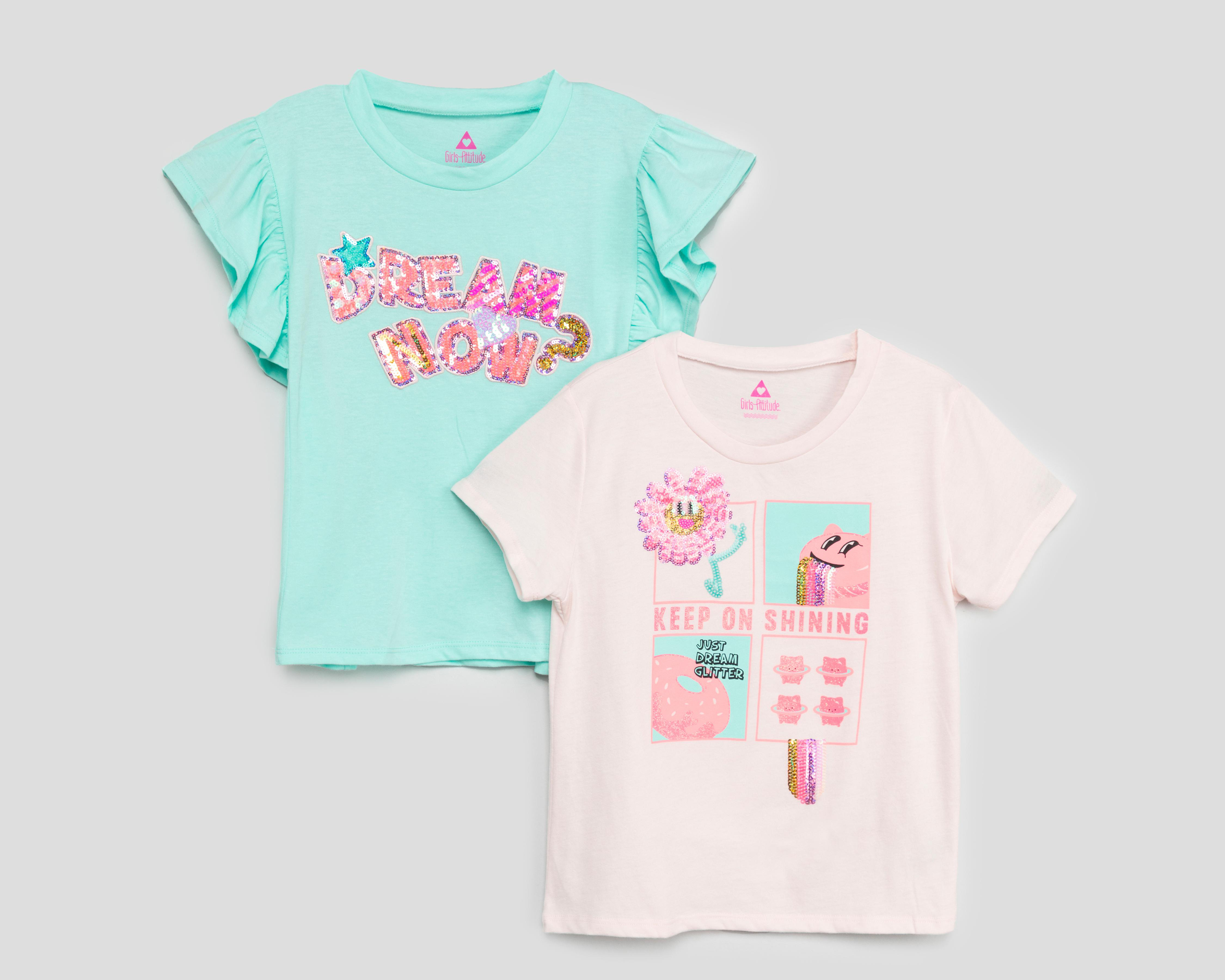 Foto 1 | Playera Girls Attitude para Niña 2 Piezas
