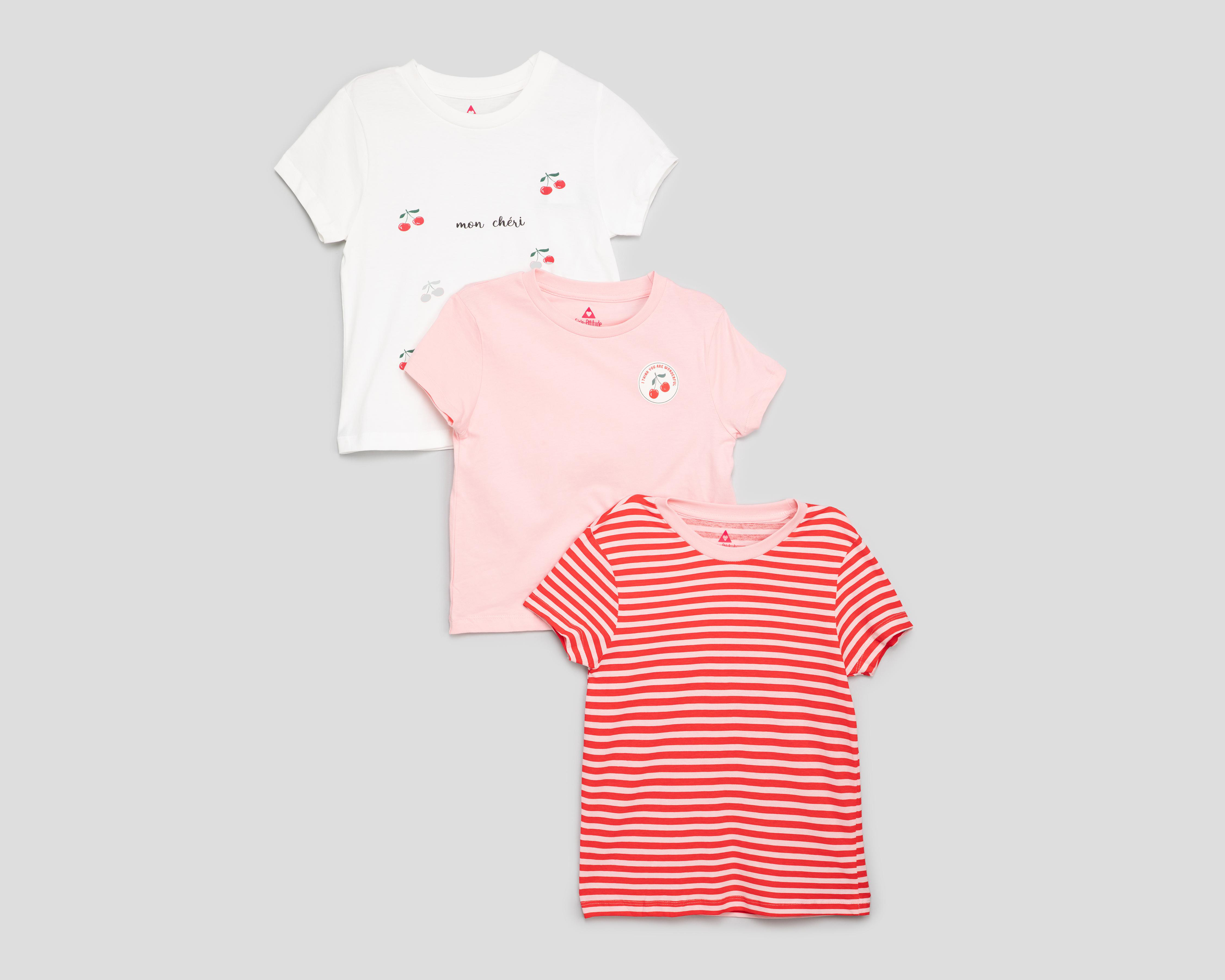 Foto 1 | Playera Girls Attitude para Niña 3 Piezas