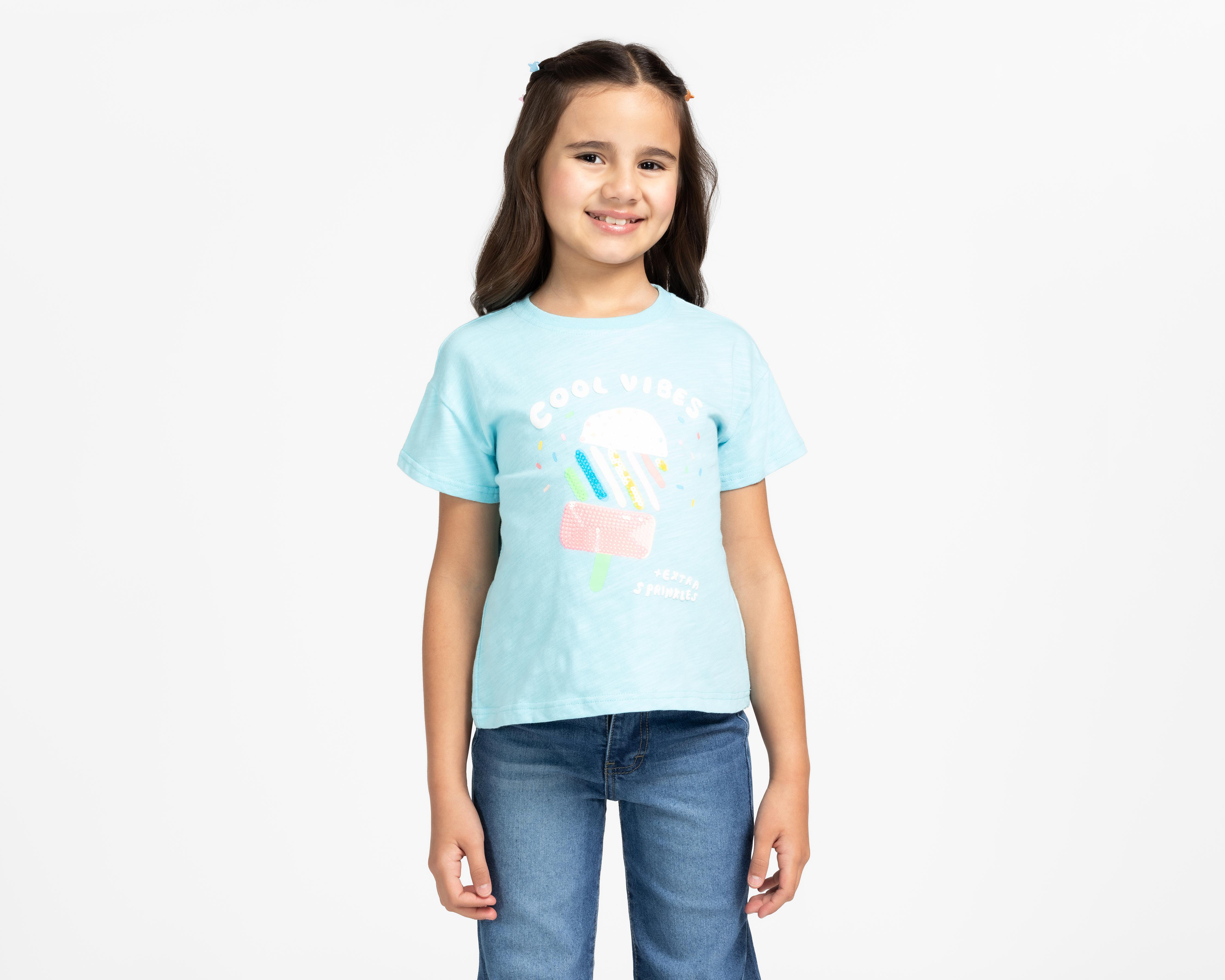 Foto 1 | Playera Girls Attitude Manga Corta Print Paleta para Niña