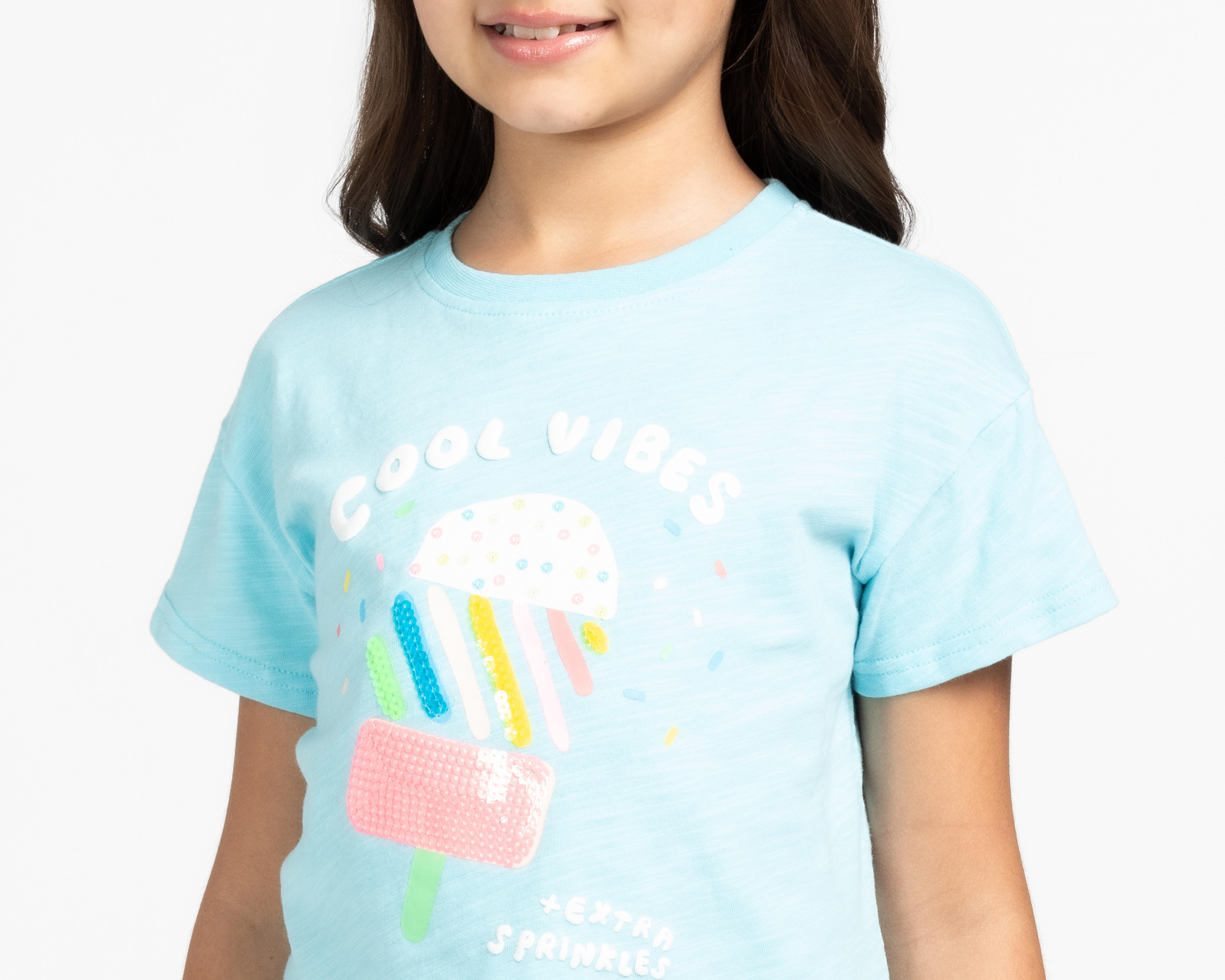 Foto 5 pulgar | Playera Girls Attitude Manga Corta Print Paleta para Niña