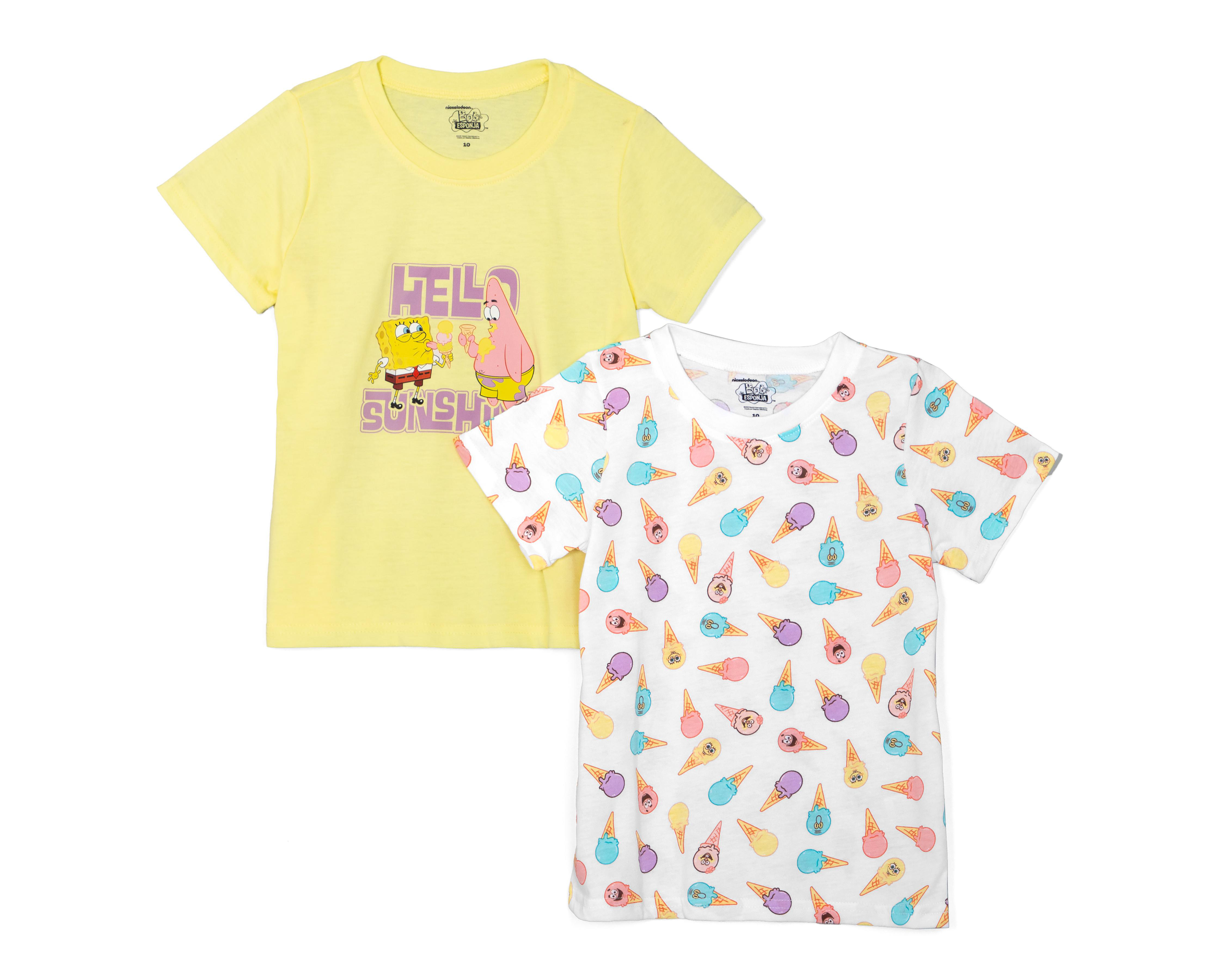 Foto 2 pulgar | Playera Bob Esponja para Niña 2 Piezas
