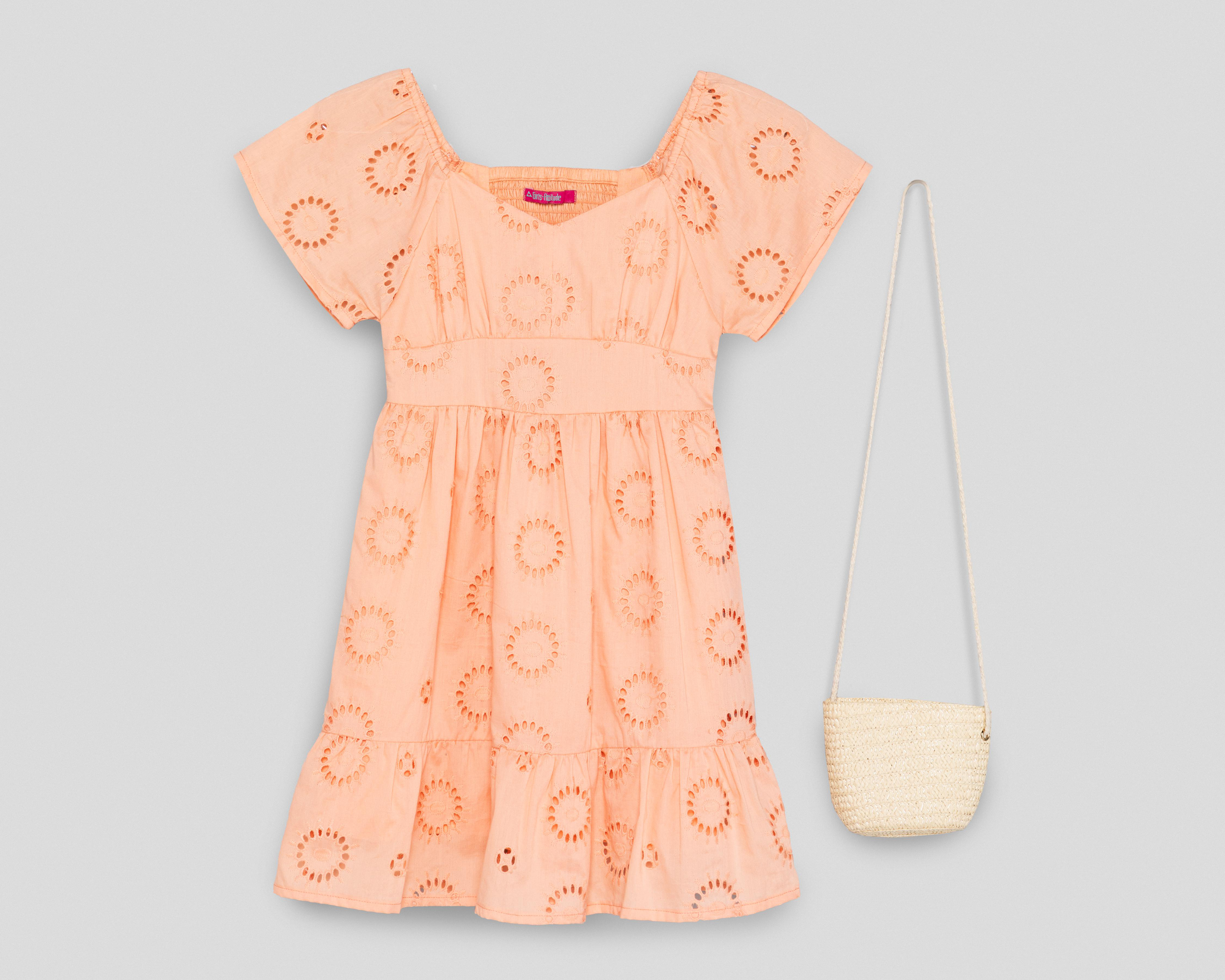 Vestido Anaranjado Girls Attitude para Niña con Bolsa