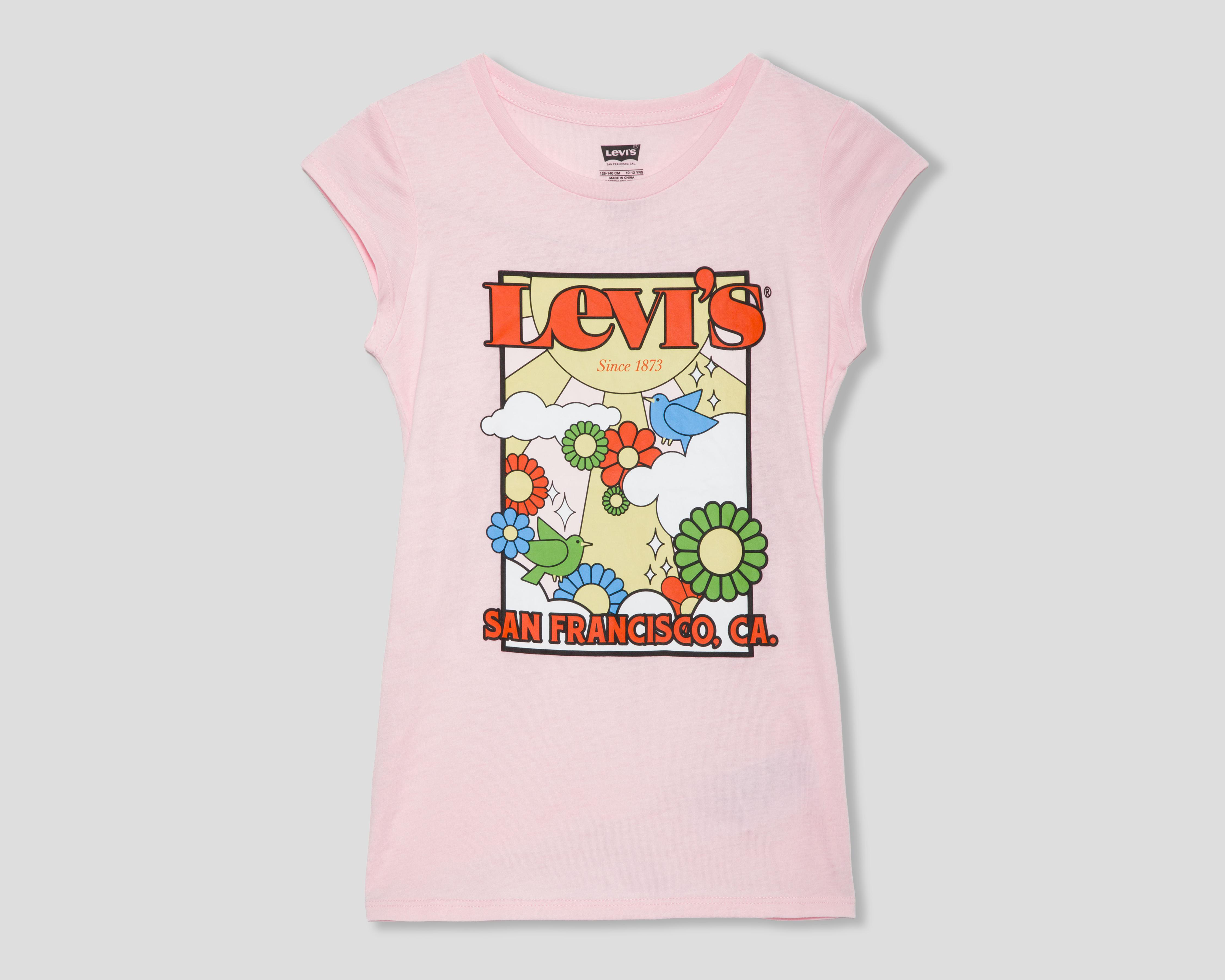 Playera de Cuello Redondo Rosa Levi's para Niña