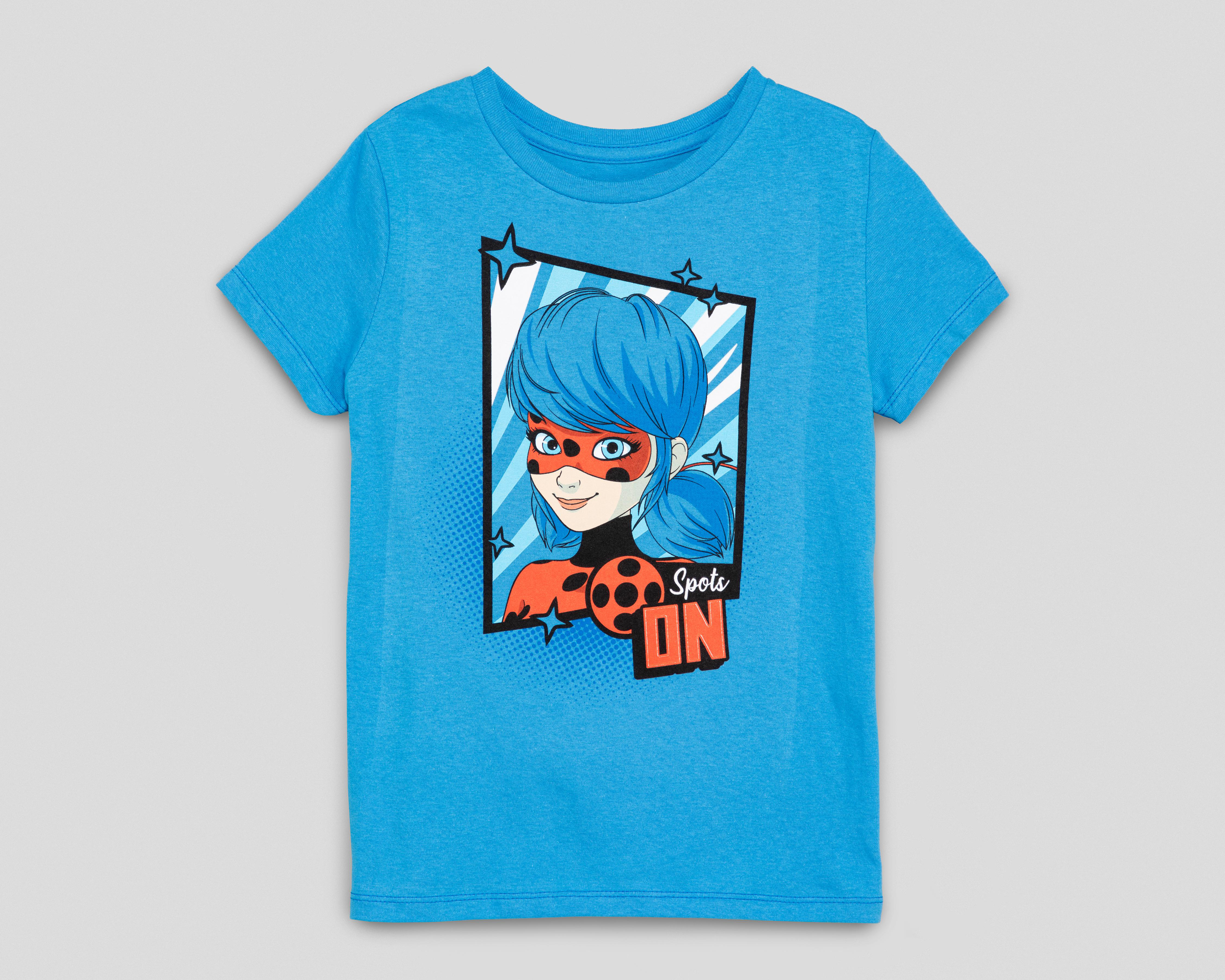 Foto 2 pulgar | Playera Miraculous Manga Corta Estampada para Niña