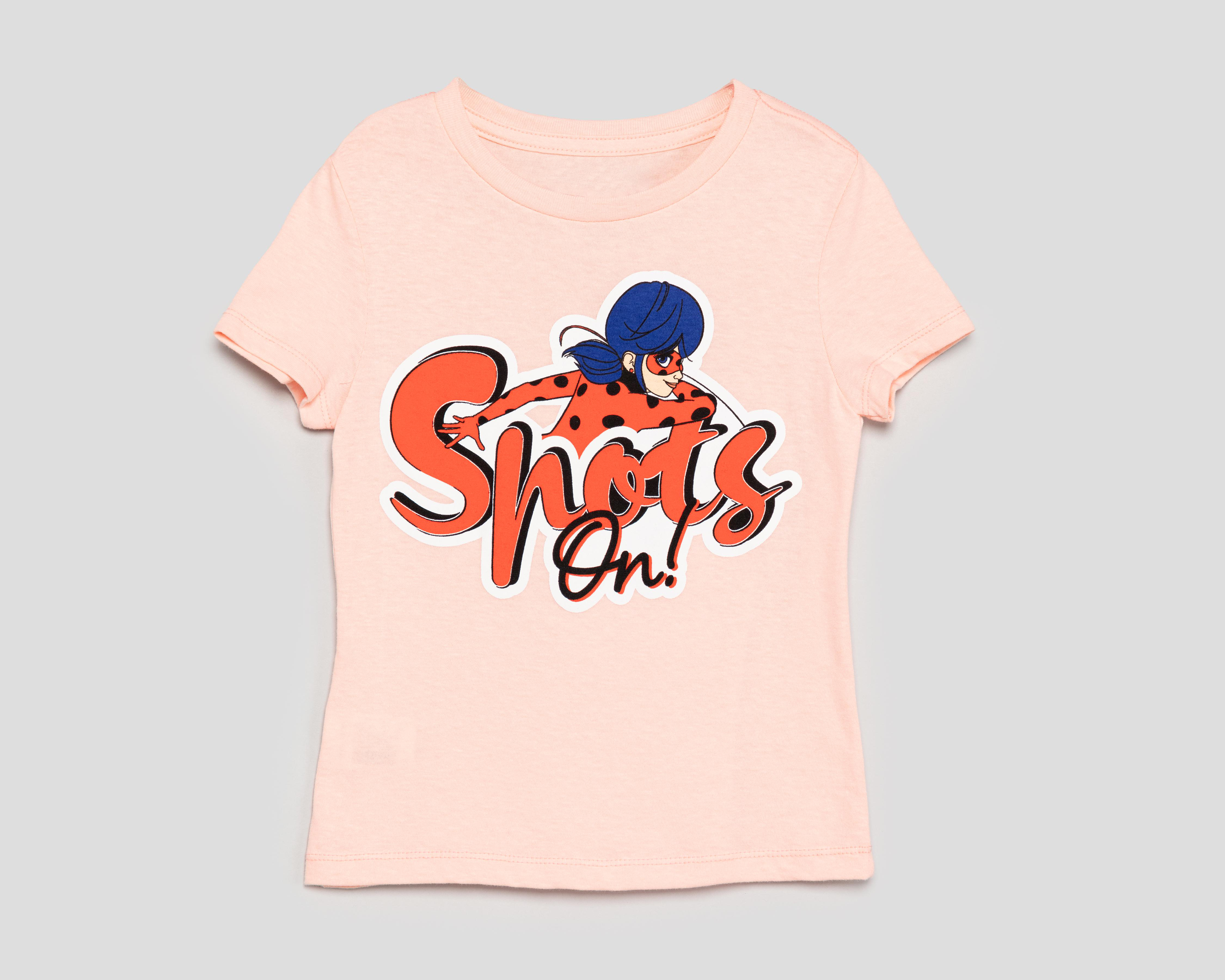 Playera Miraculous Manga Corta Estampada para Niña