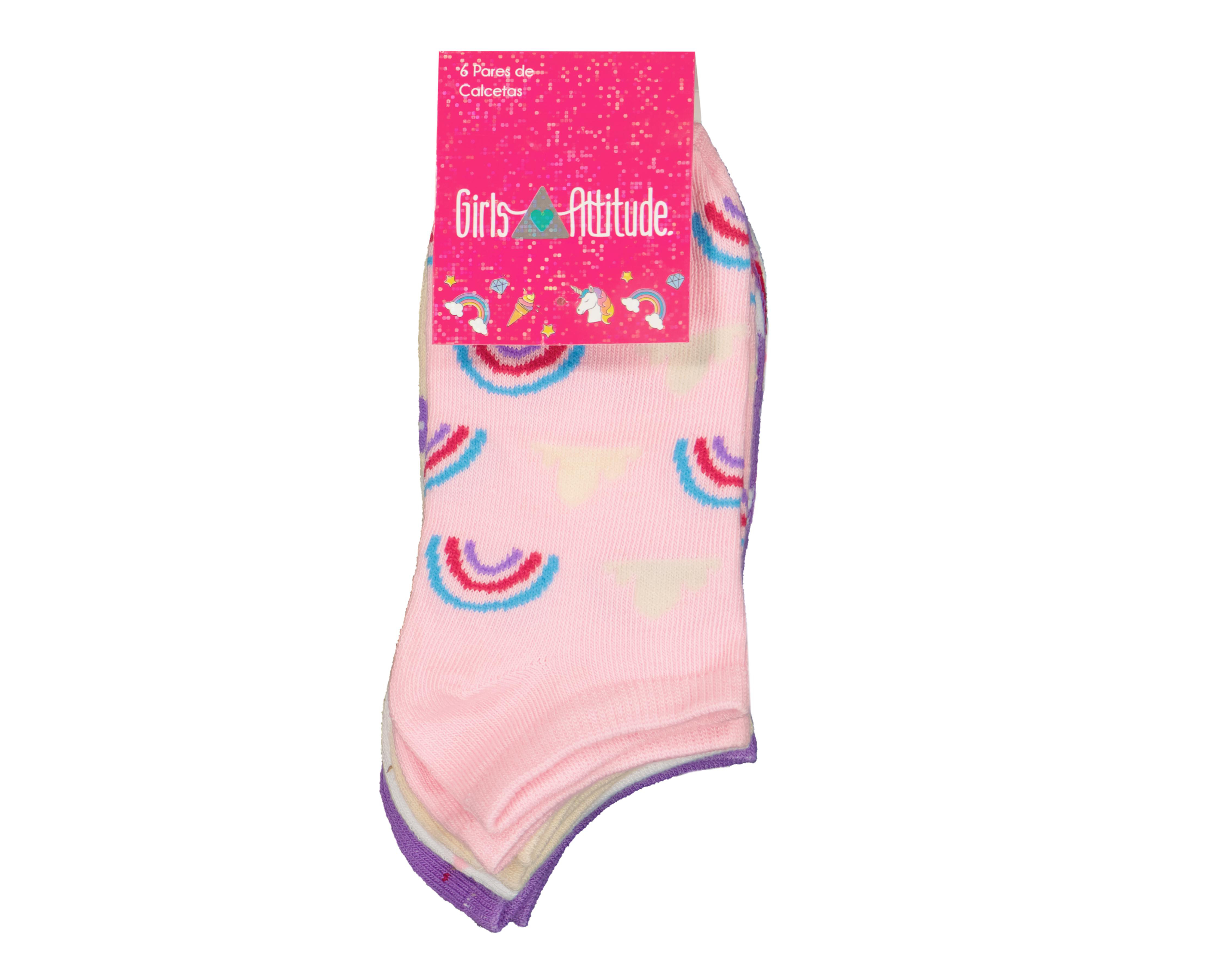 Foto 4 pulgar | Calcetas Cortas Girls Attitude para Niña 6 Pares