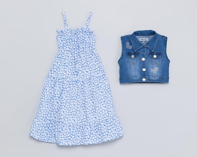 Foto 1 | Vestido Azul Refill para Niña con Chaleco