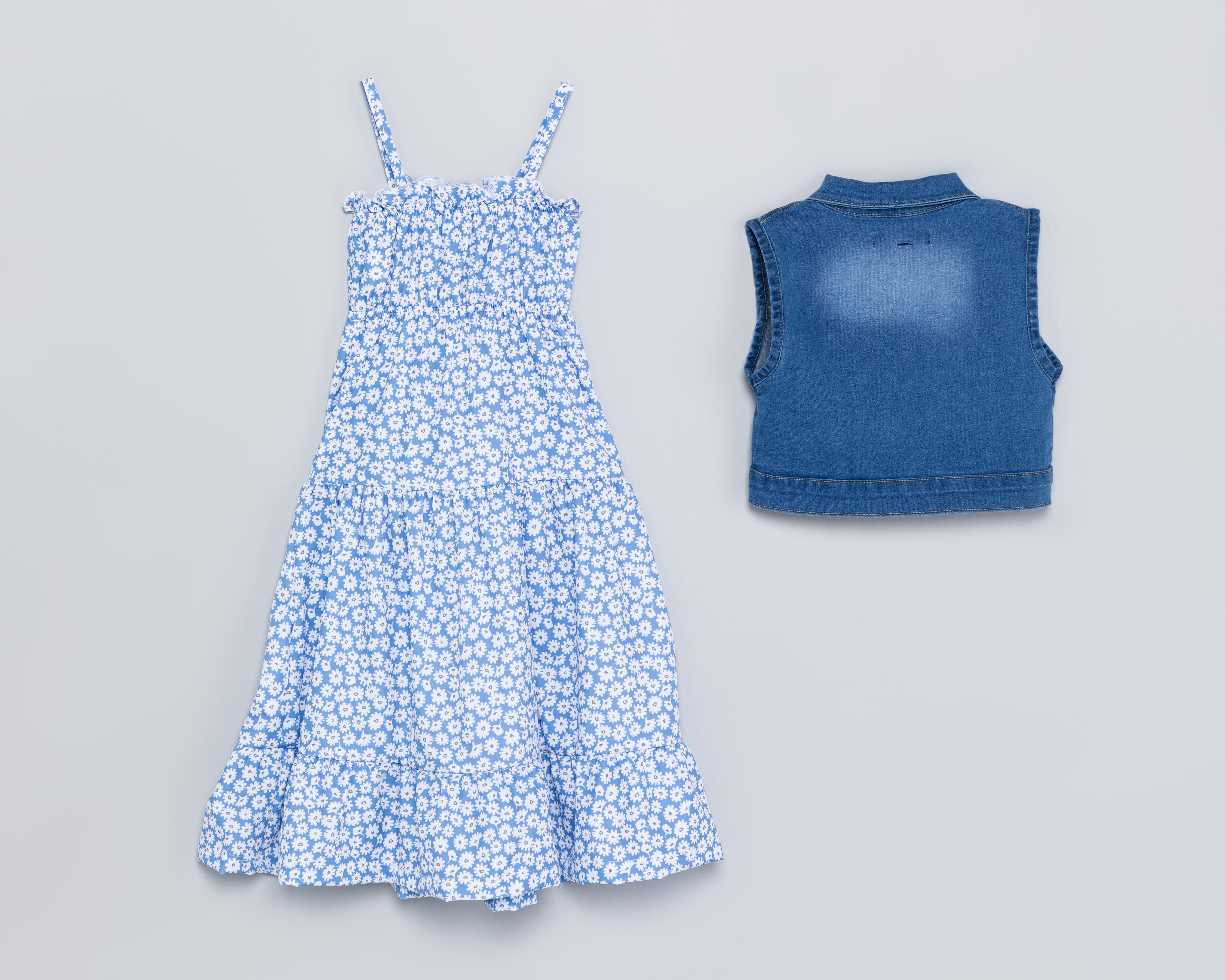 Foto 3 pulgar | Vestido Azul Refill para Niña con Chaleco