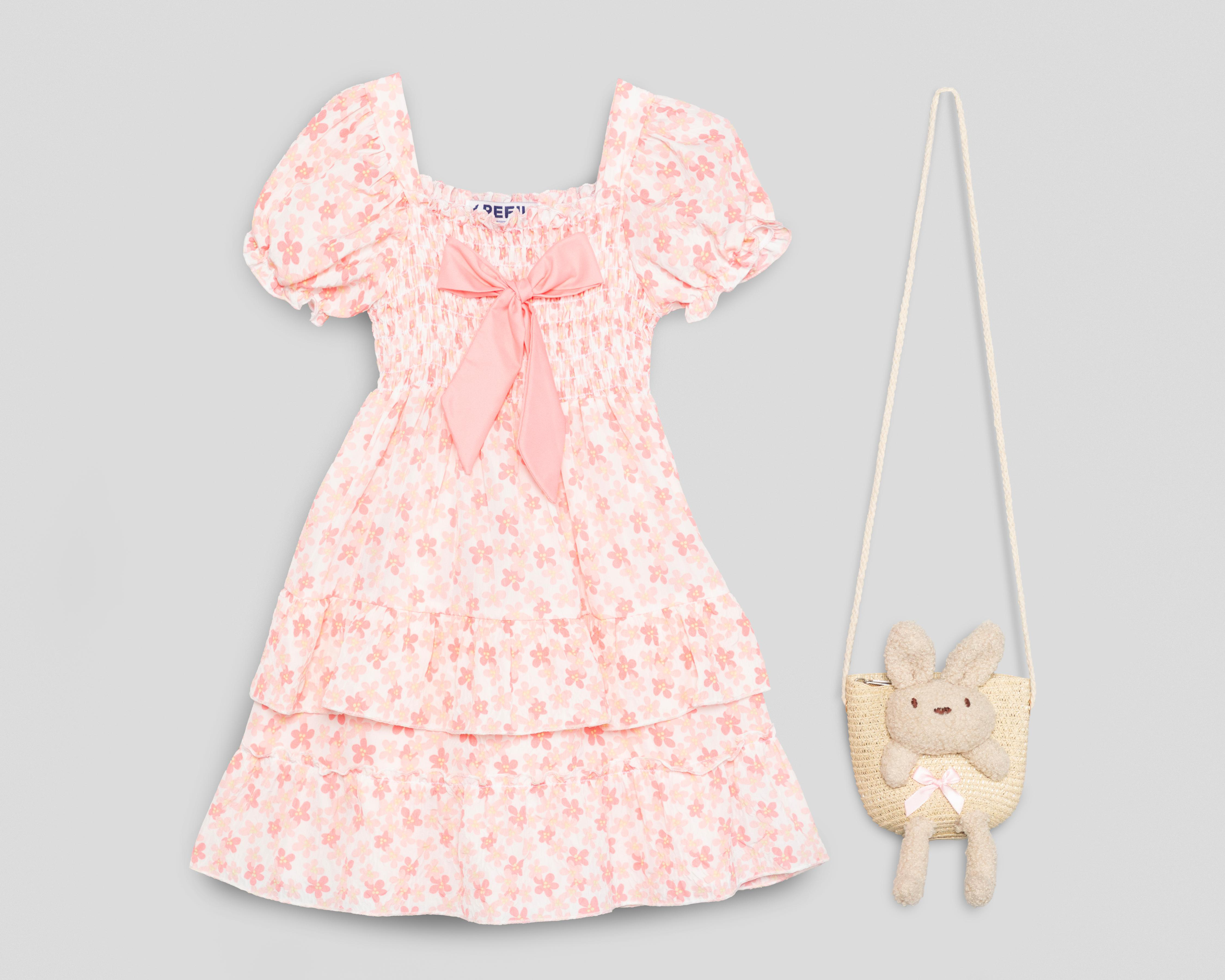 Vestido Rosa Refill para Niña con Bolsa