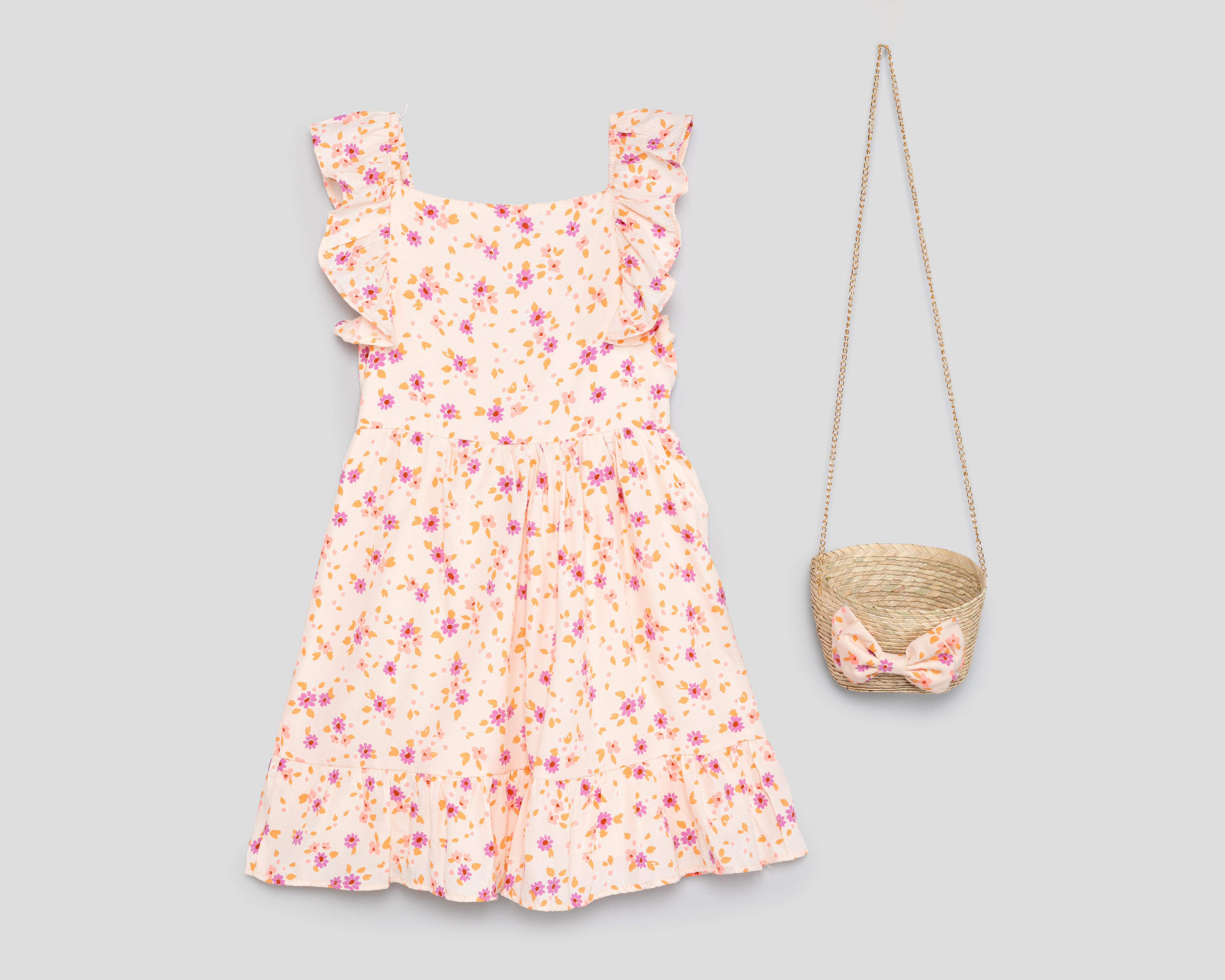 Foto 1 | Vestido Rosa Refill para Niña con Bolsa