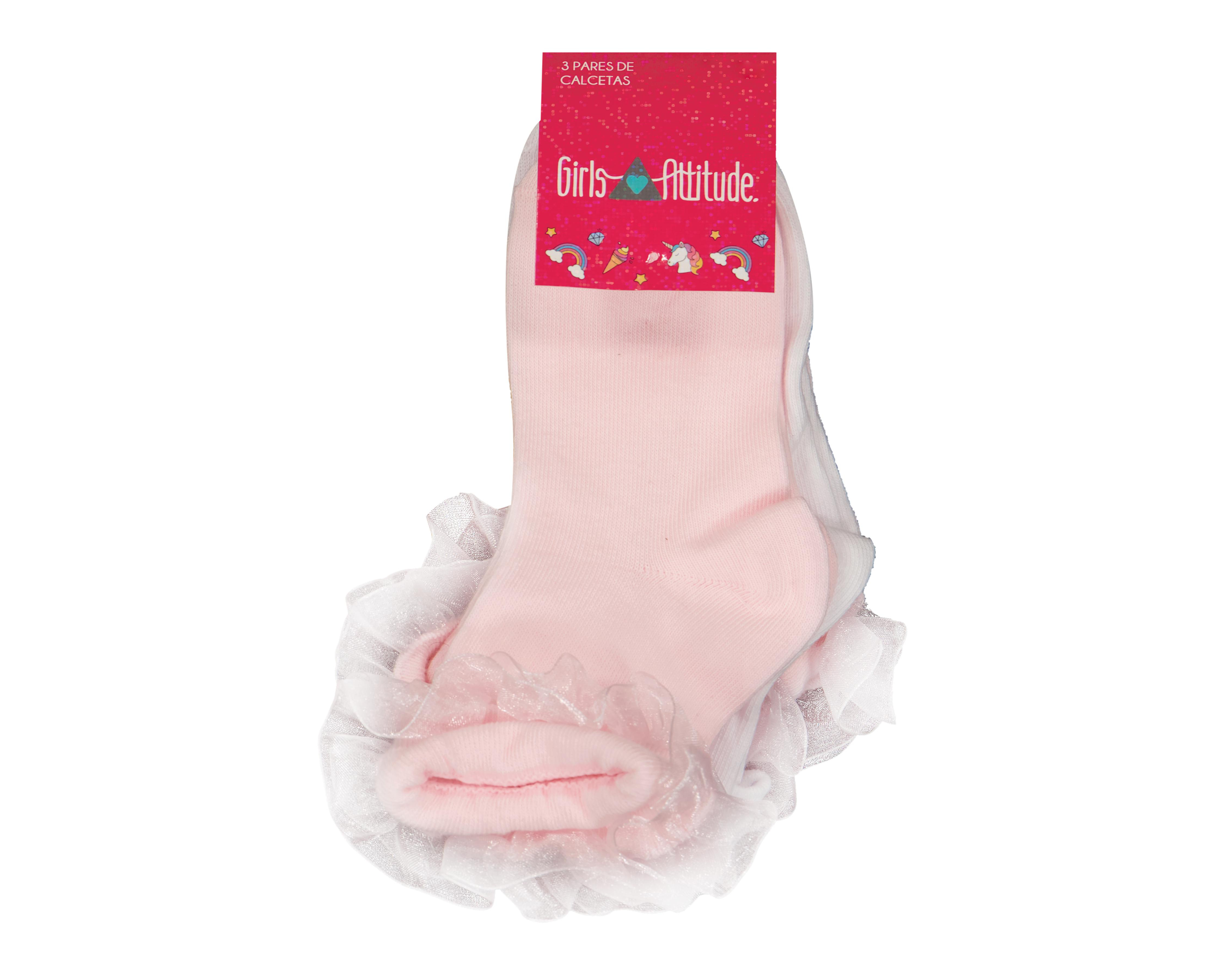Foto 4 pulgar | Calcetas de Vestir Girls Attitude para Niña 3 Pares