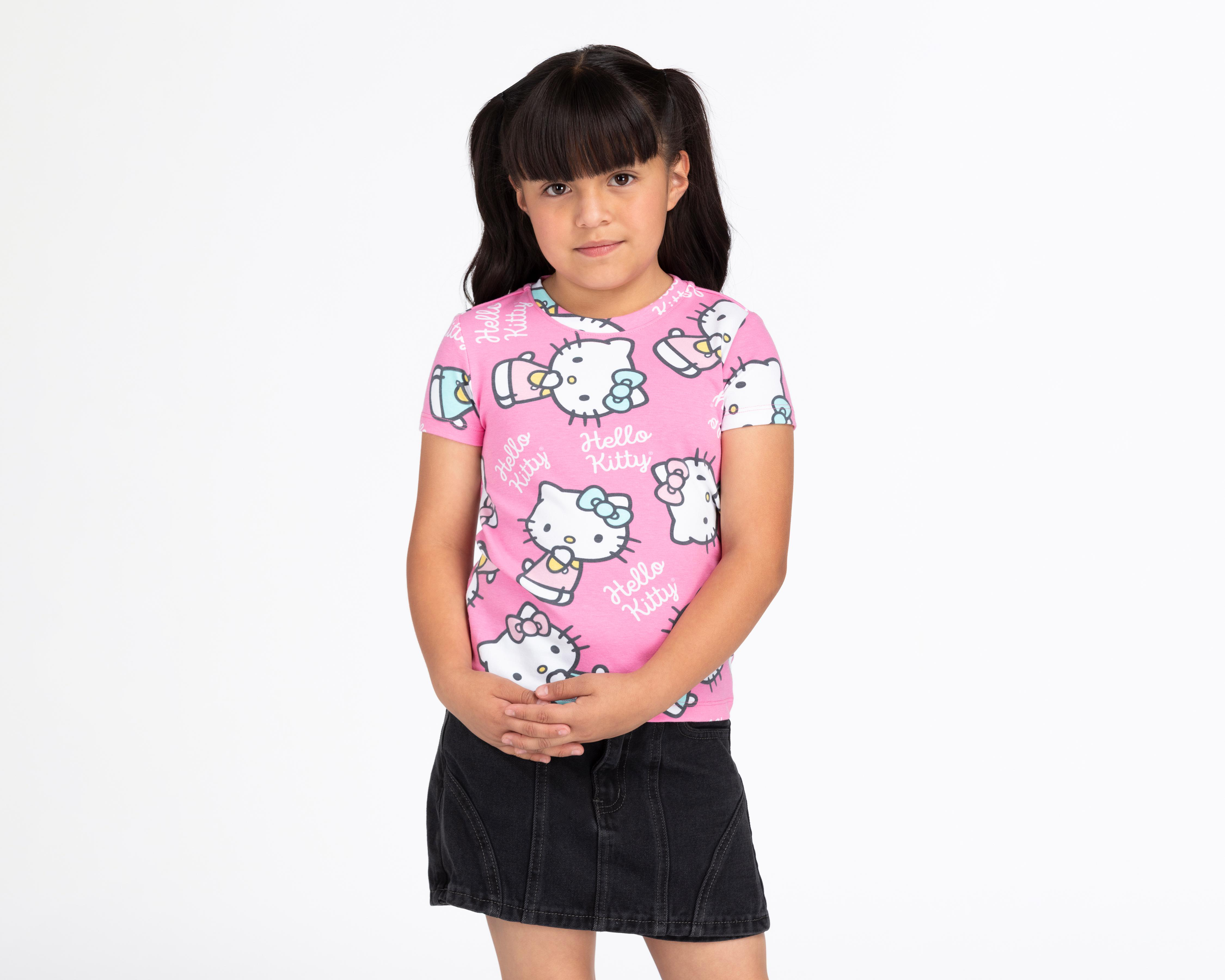 Foto 2 pulgar | Playera Hello Kitty Manga Corta para Niña