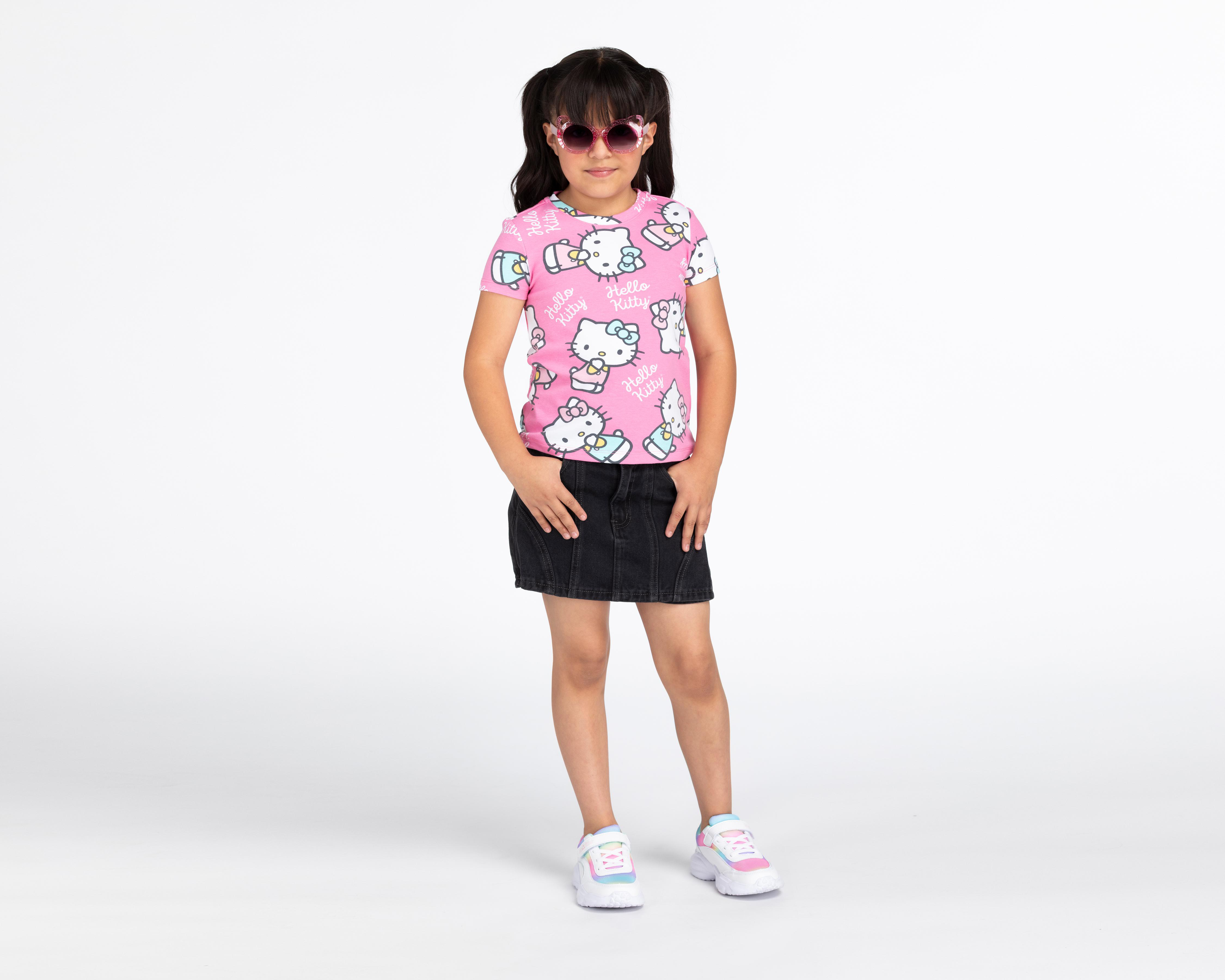 Foto 3 pulgar | Playera Hello Kitty Manga Corta para Niña