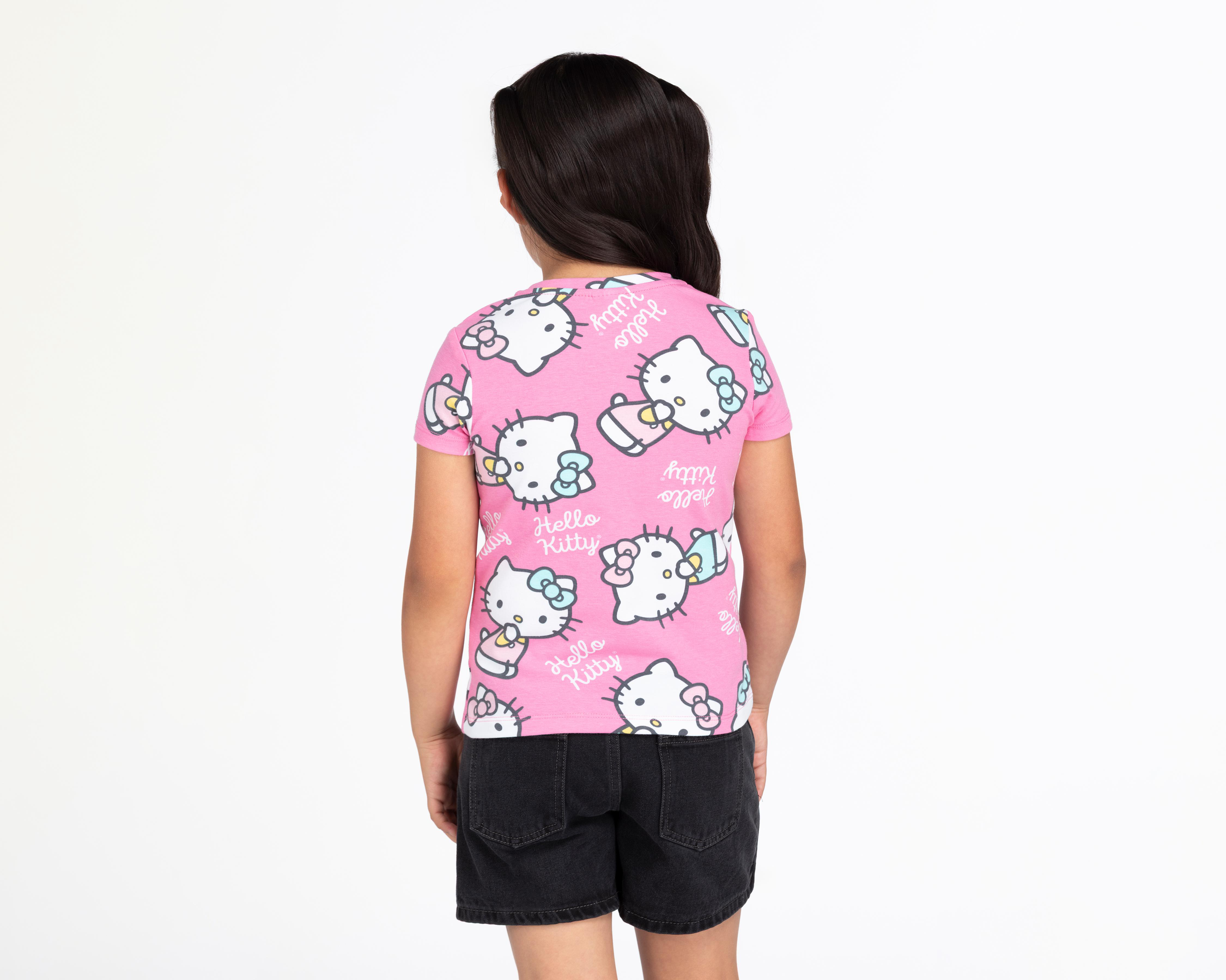 Foto 4 pulgar | Playera Hello Kitty Manga Corta para Niña