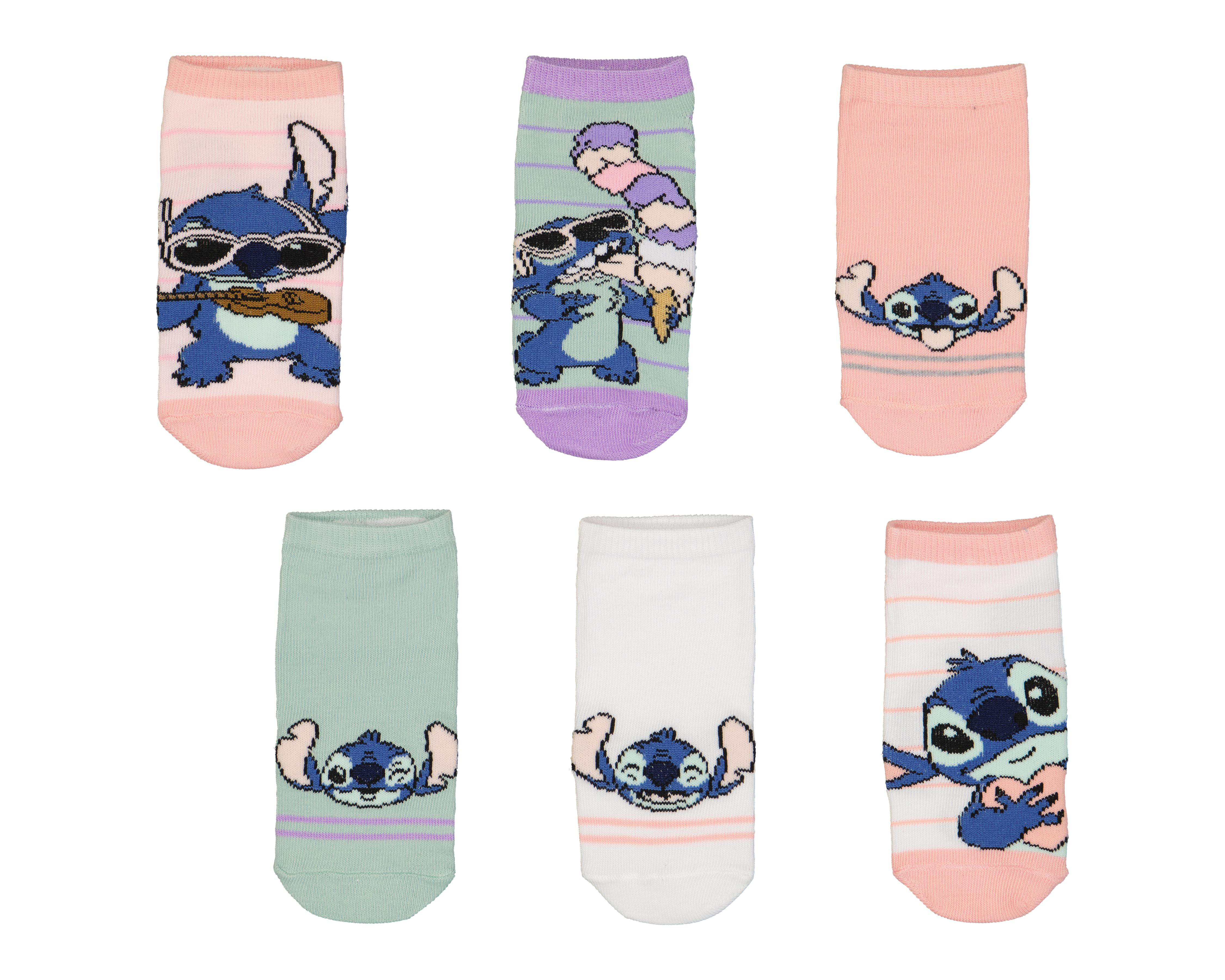 Foto 2 pulgar | Calcetas Disney Lilo & Stitch para Niña 6 Pares