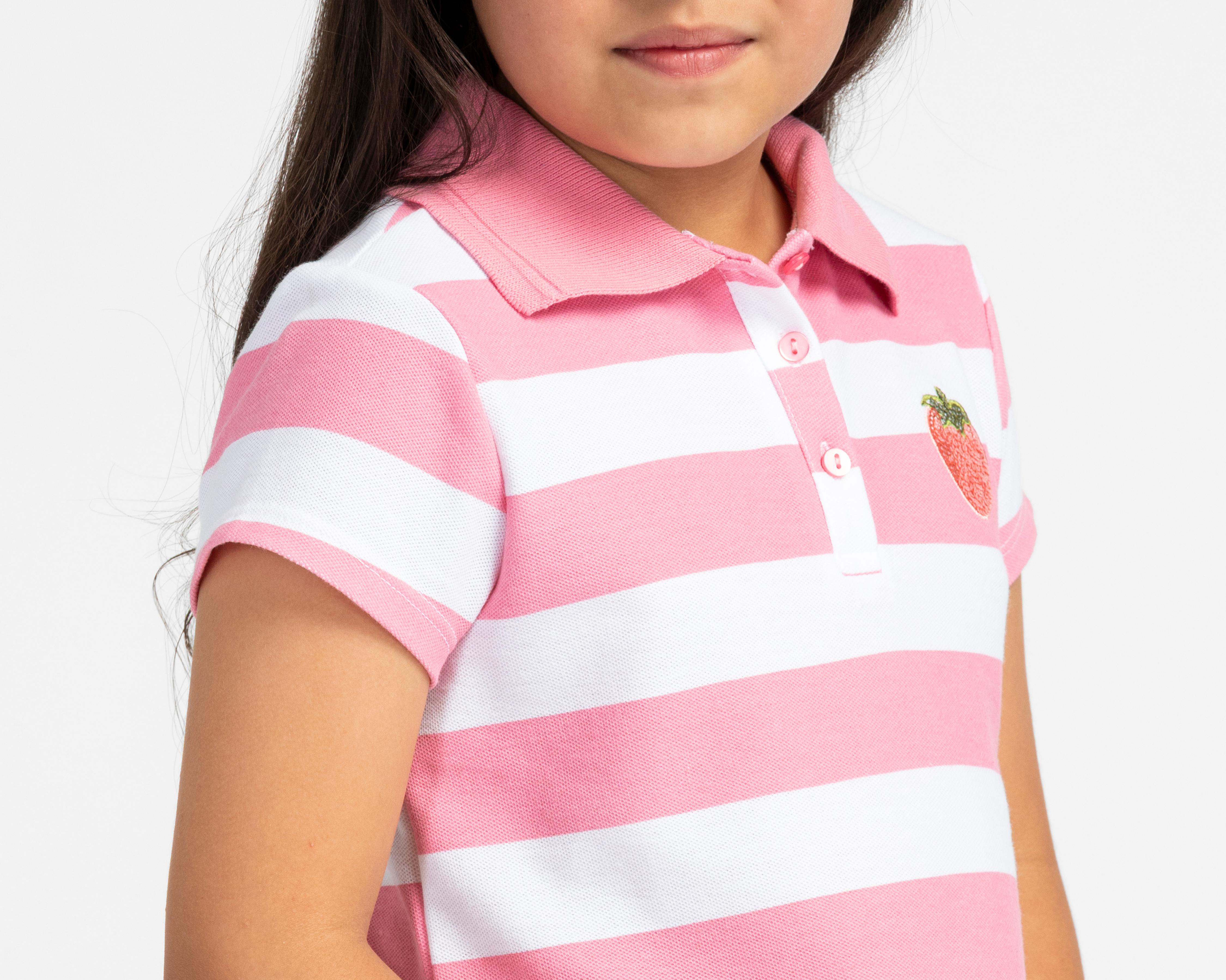 Foto 5 pulgar | Playera Polo Girls Attitude Manga Corta a Rayas para Niña