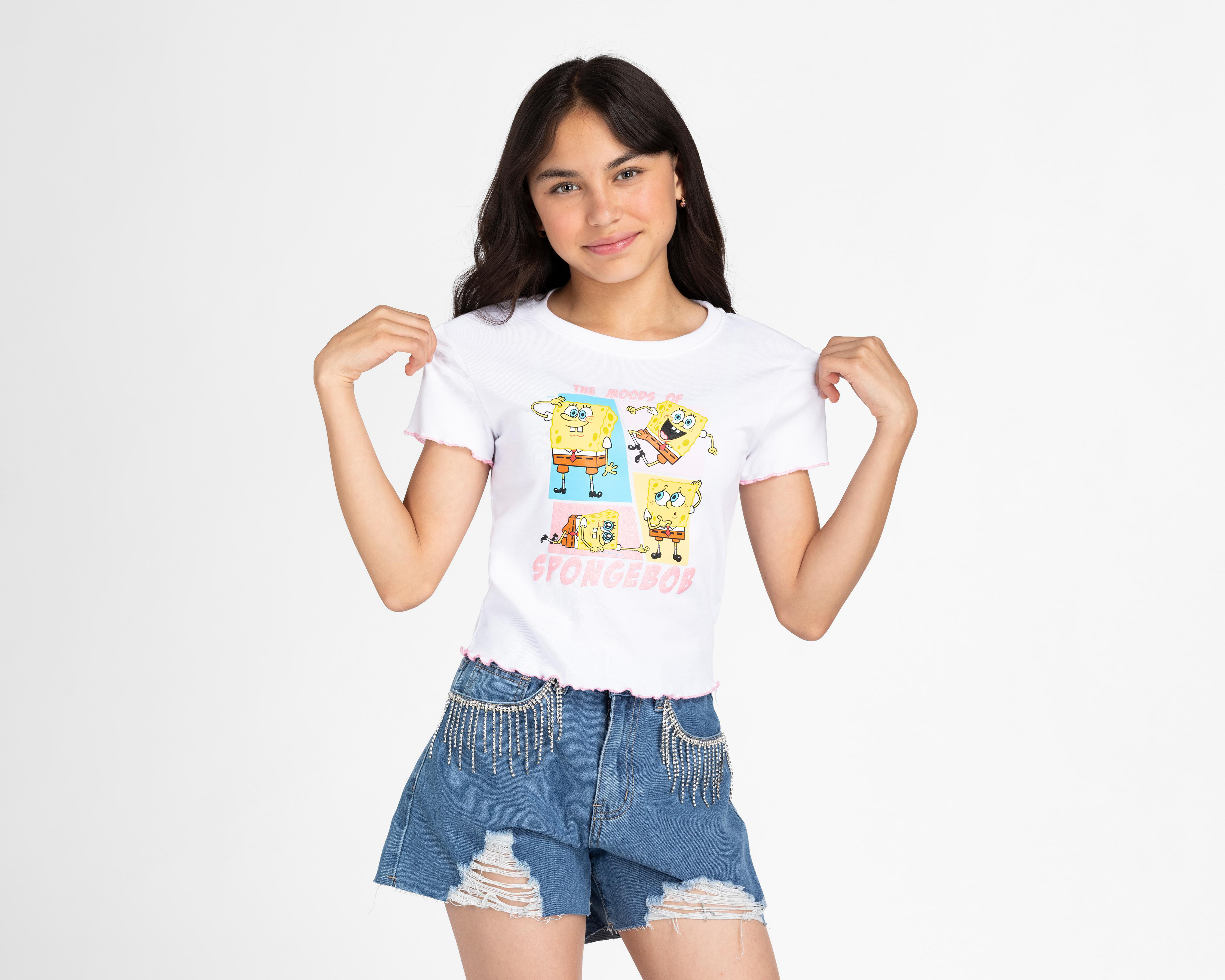 Foto 2 pulgar | Playera Bob Esponja Manga Corta Estampada Juvenil