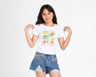 Foto 1 | Playera Bob Esponja Manga Corta Estampada Juvenil