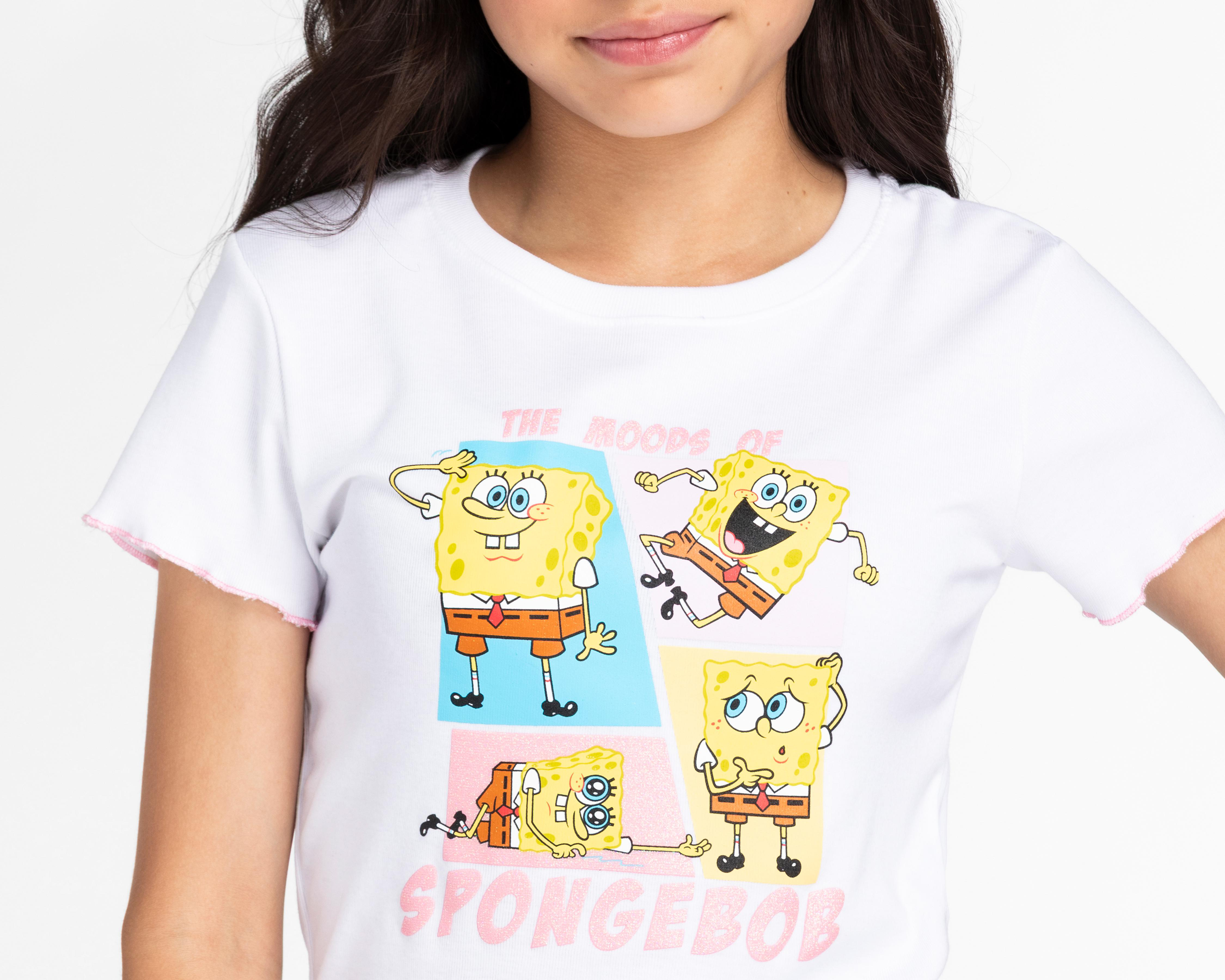 Foto 4 pulgar | Playera Bob Esponja Manga Corta Estampada Juvenil