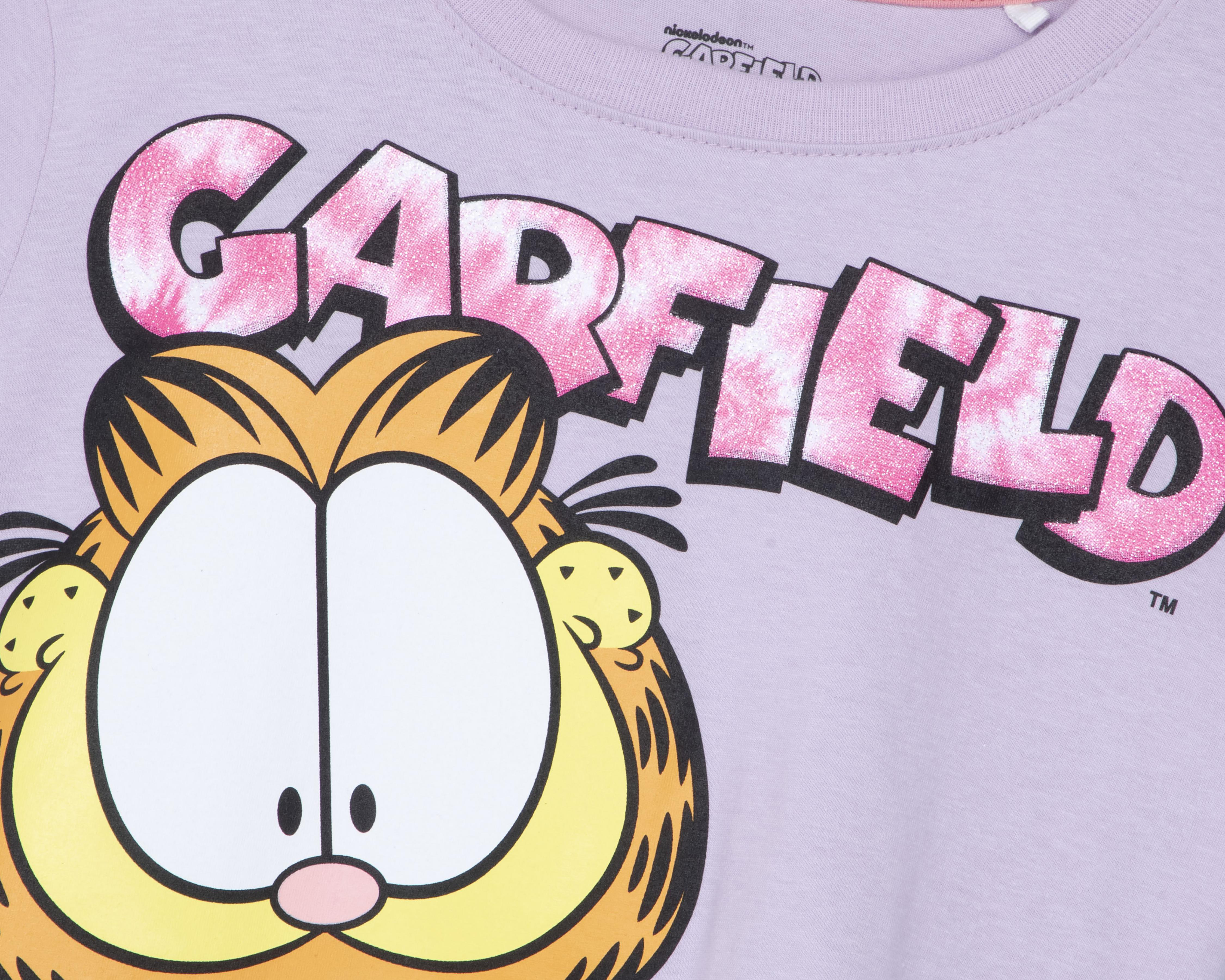 Foto 4 pulgar | Playera Garfield Manga Corta para Niña
