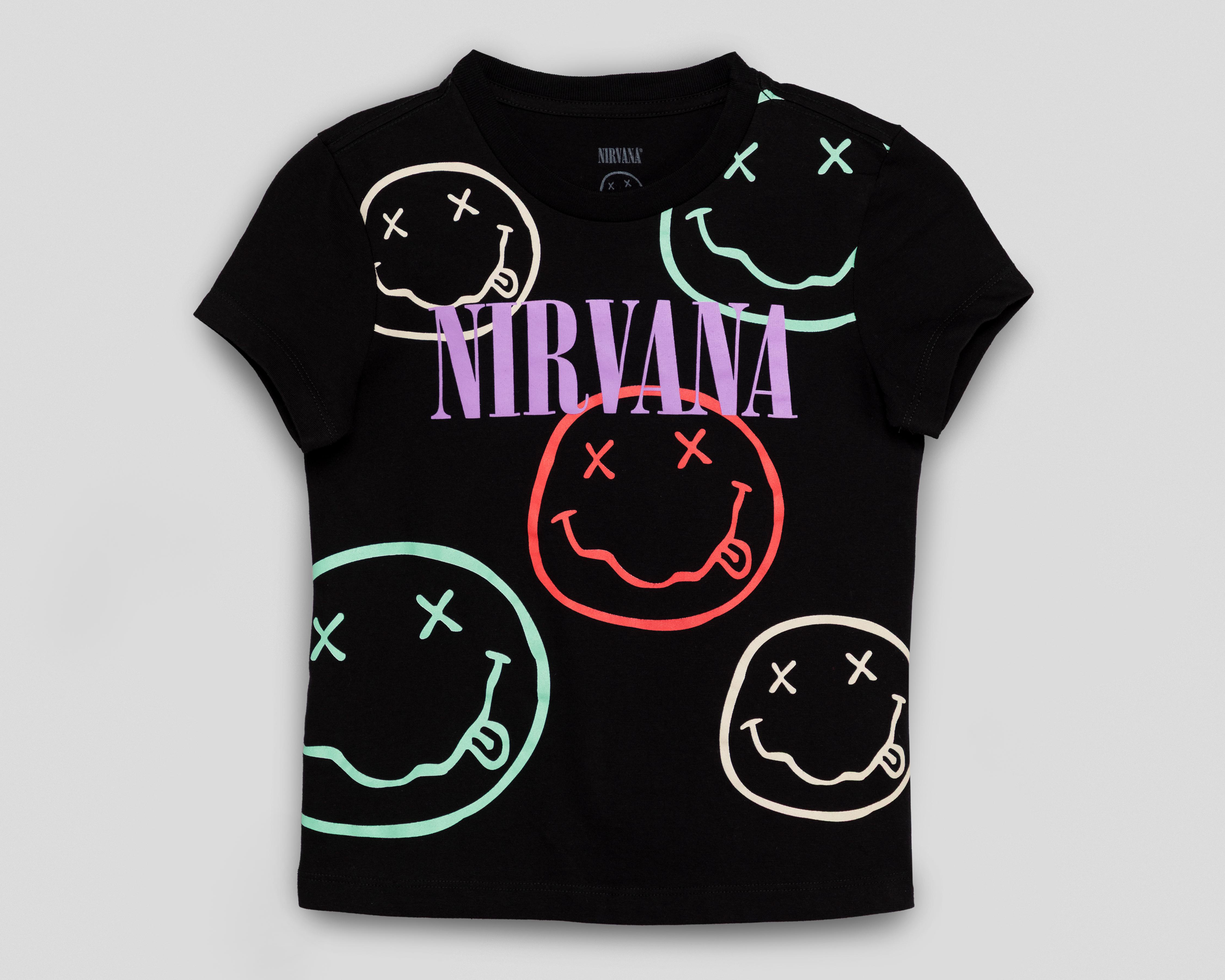 Playera Nirvana Manga Corta Estampada para Niña
