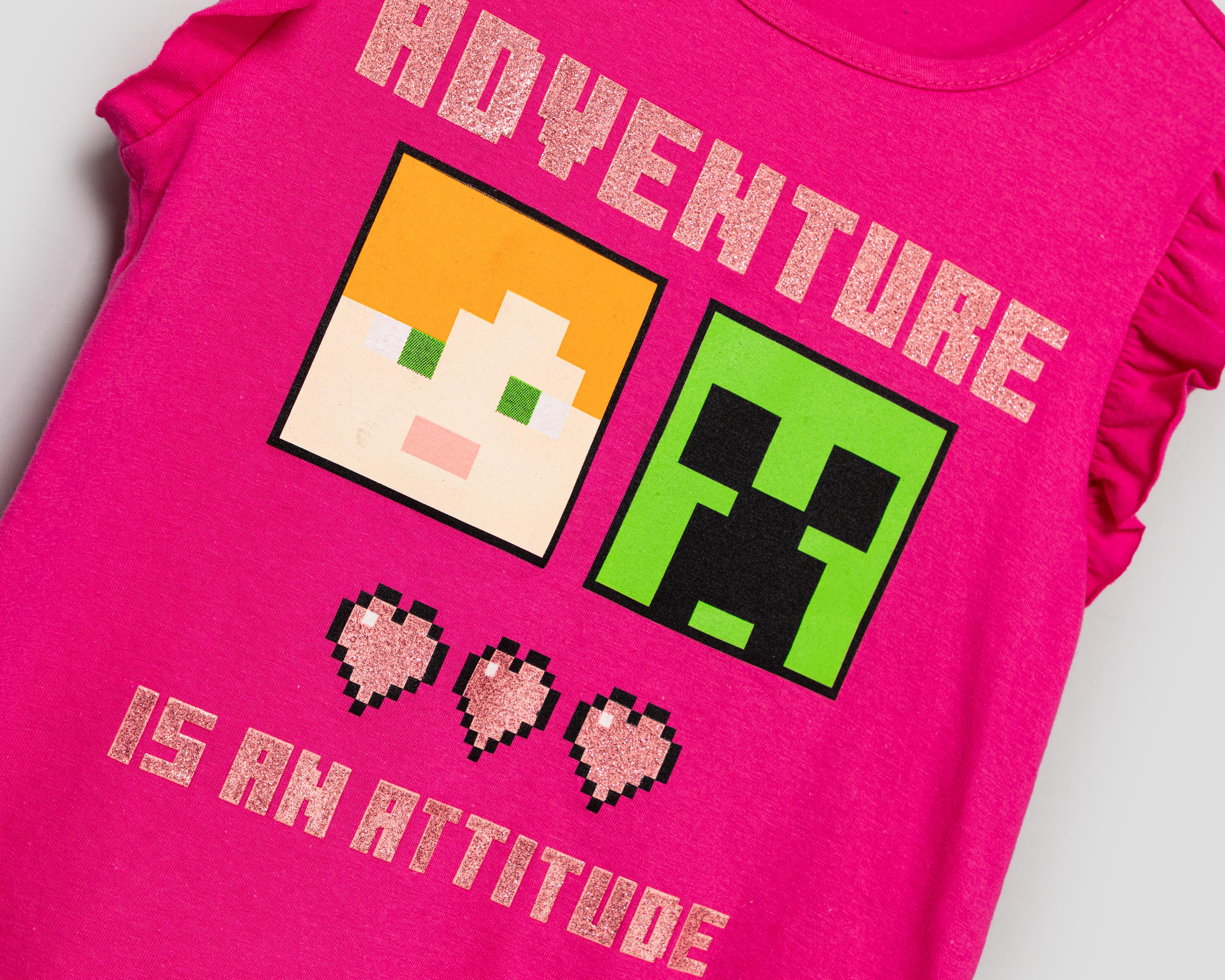 Foto 5 pulgar | Playera Minecraft para Niña 2 Piezas