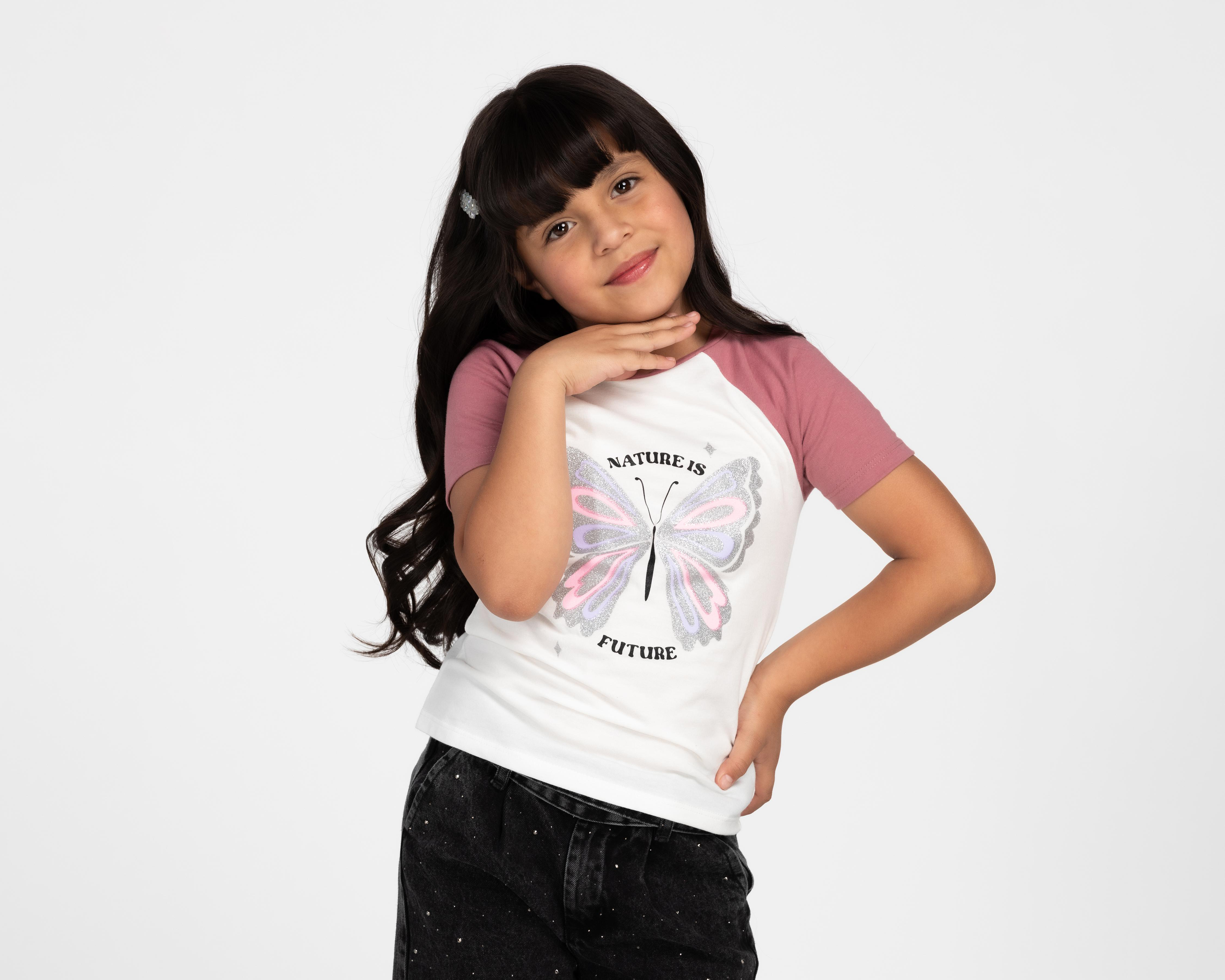 Playera Girls Attitude Manga Corta con Estampado para Niña
