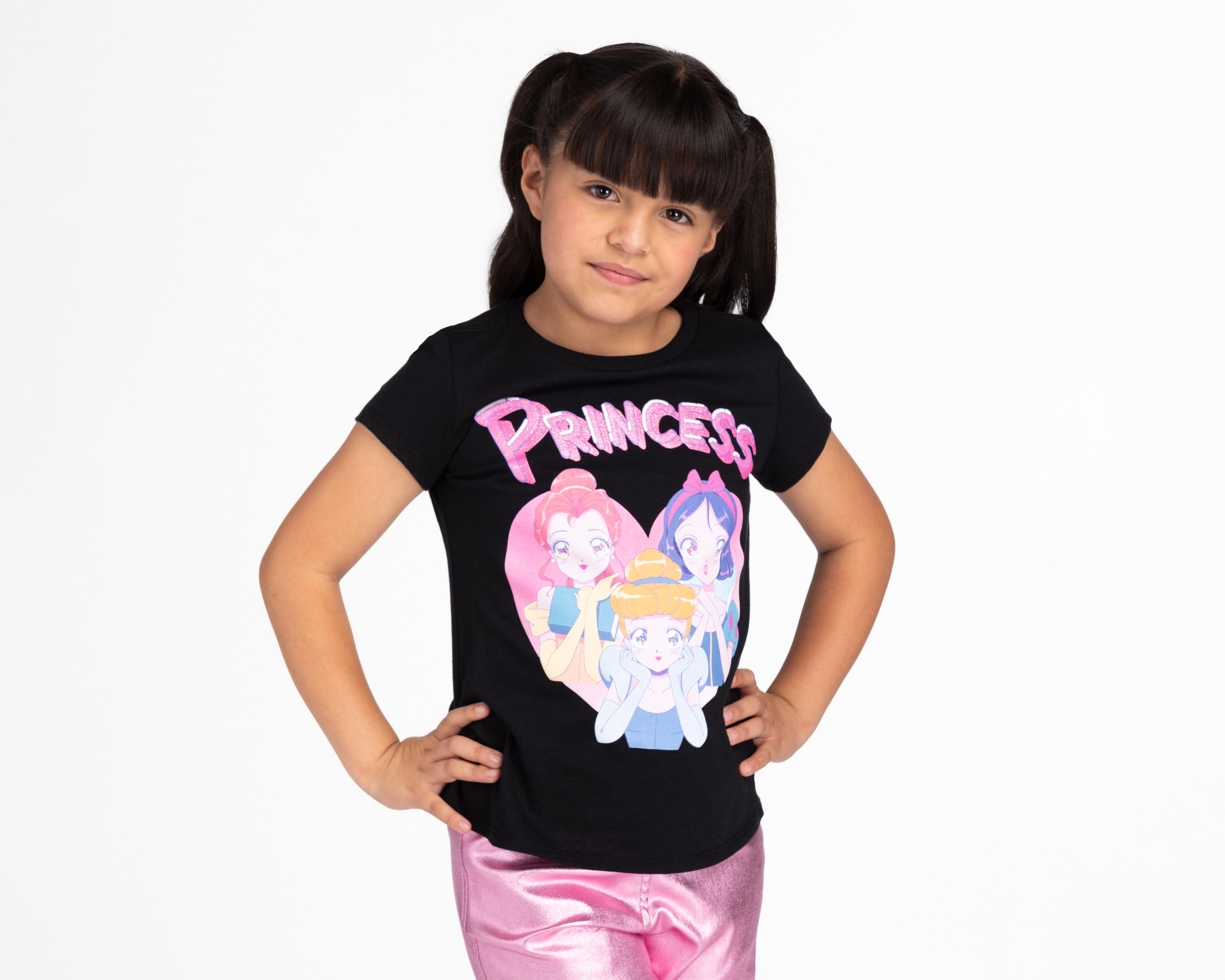 Foto 1 | Playera Disney Princesas Manga Corta Estampada para Niña