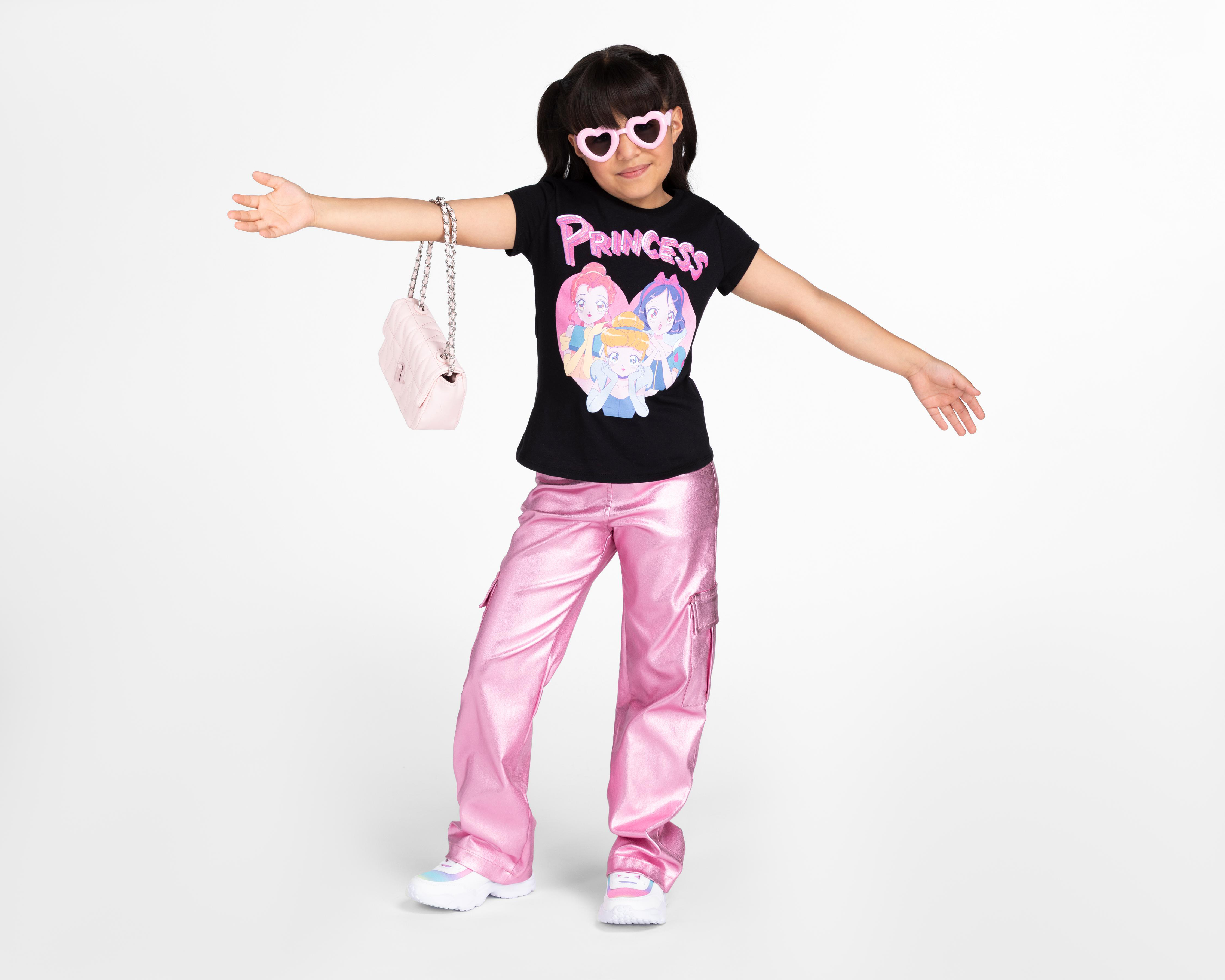 Foto 3 pulgar | Playera Disney Princesas Manga Corta Estampada para Niña