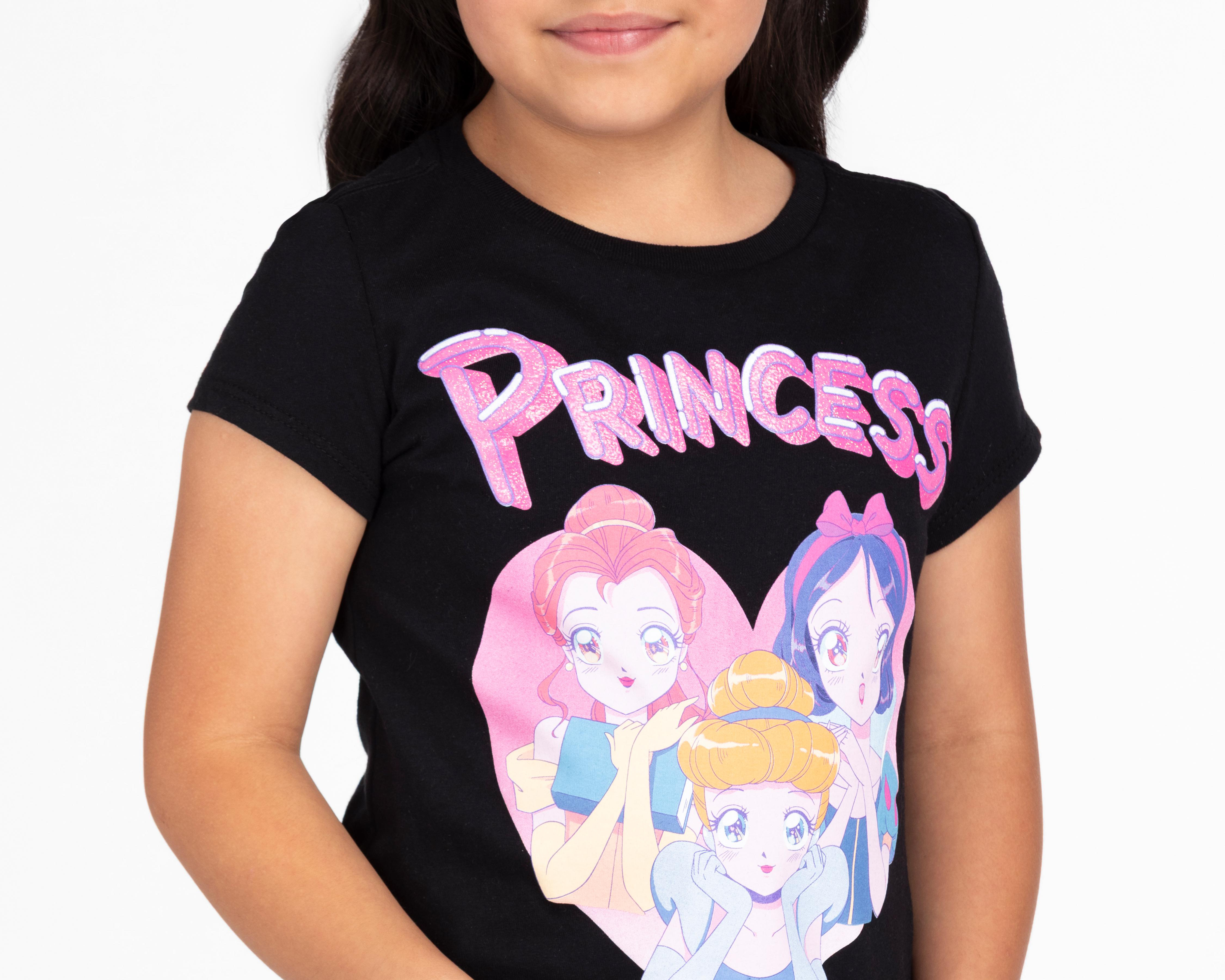 Foto 5 pulgar | Playera Disney Princesas Manga Corta Estampada para Niña