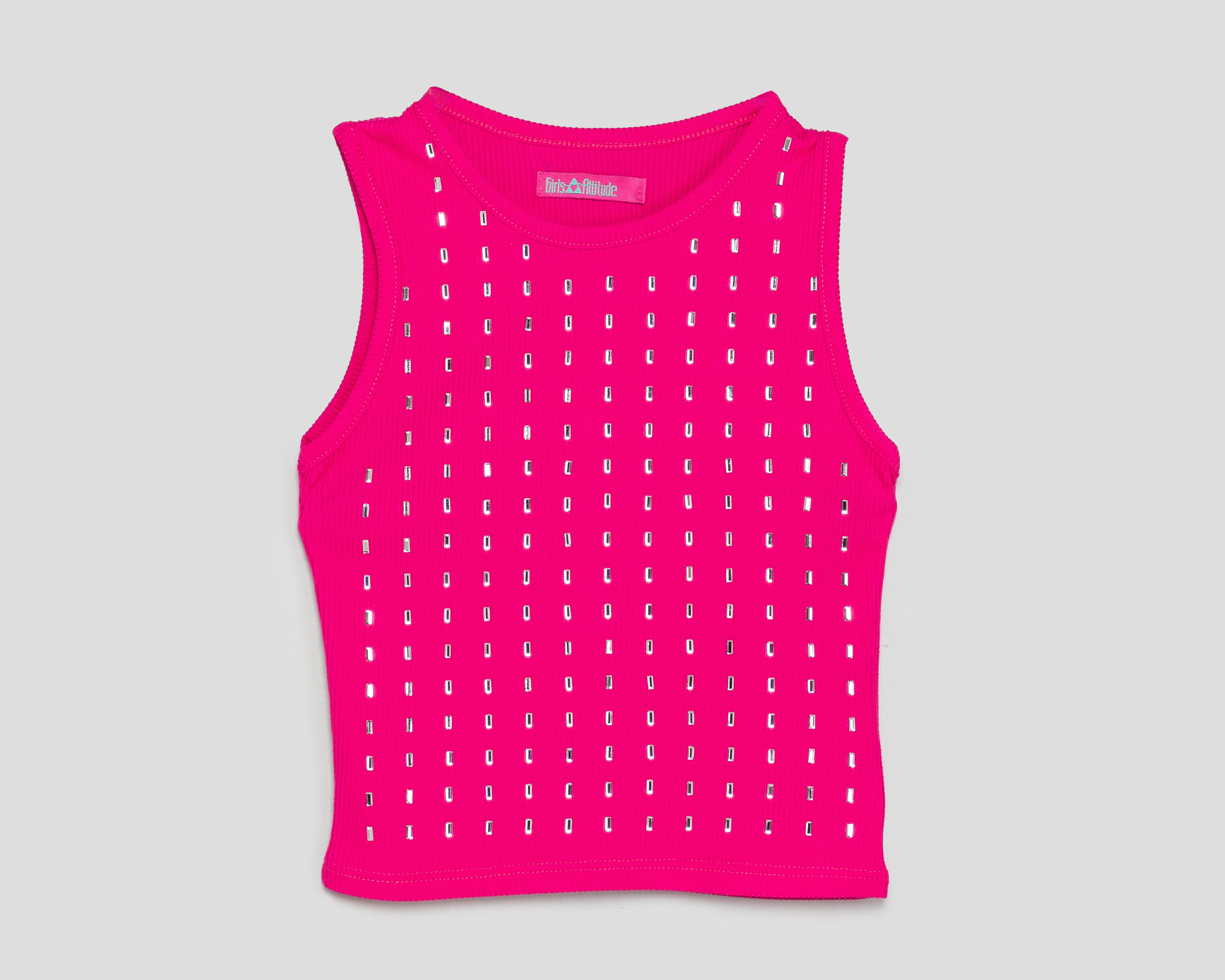 Playera de Cuello Redondo Rosa Girls Attitude para Niña